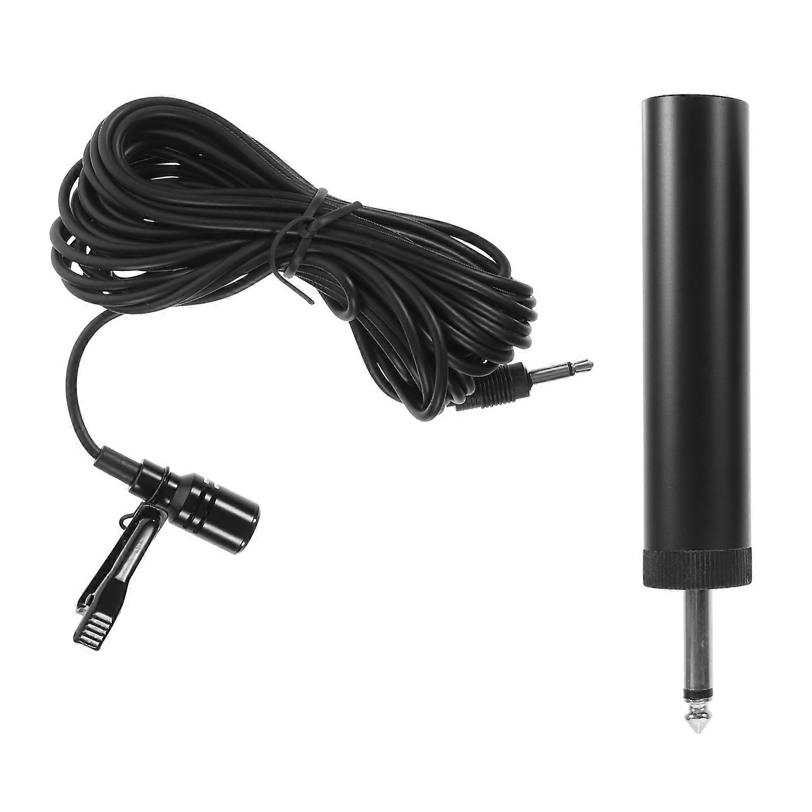 Portable Black Lavalier Microphone for Instrument Use Metal Construction Sensitive Pickup 5m