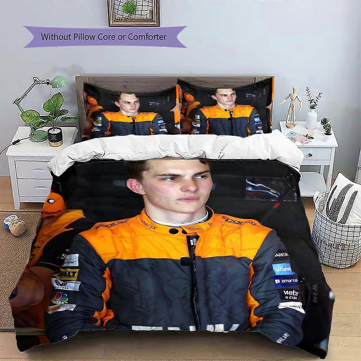 TE336 Racing Driver Oscar Piastri Print Bedding Set - Cozy Polyester Duvet Cover and Pillowcase, Zipper Closure, Machine Washable, Ideal