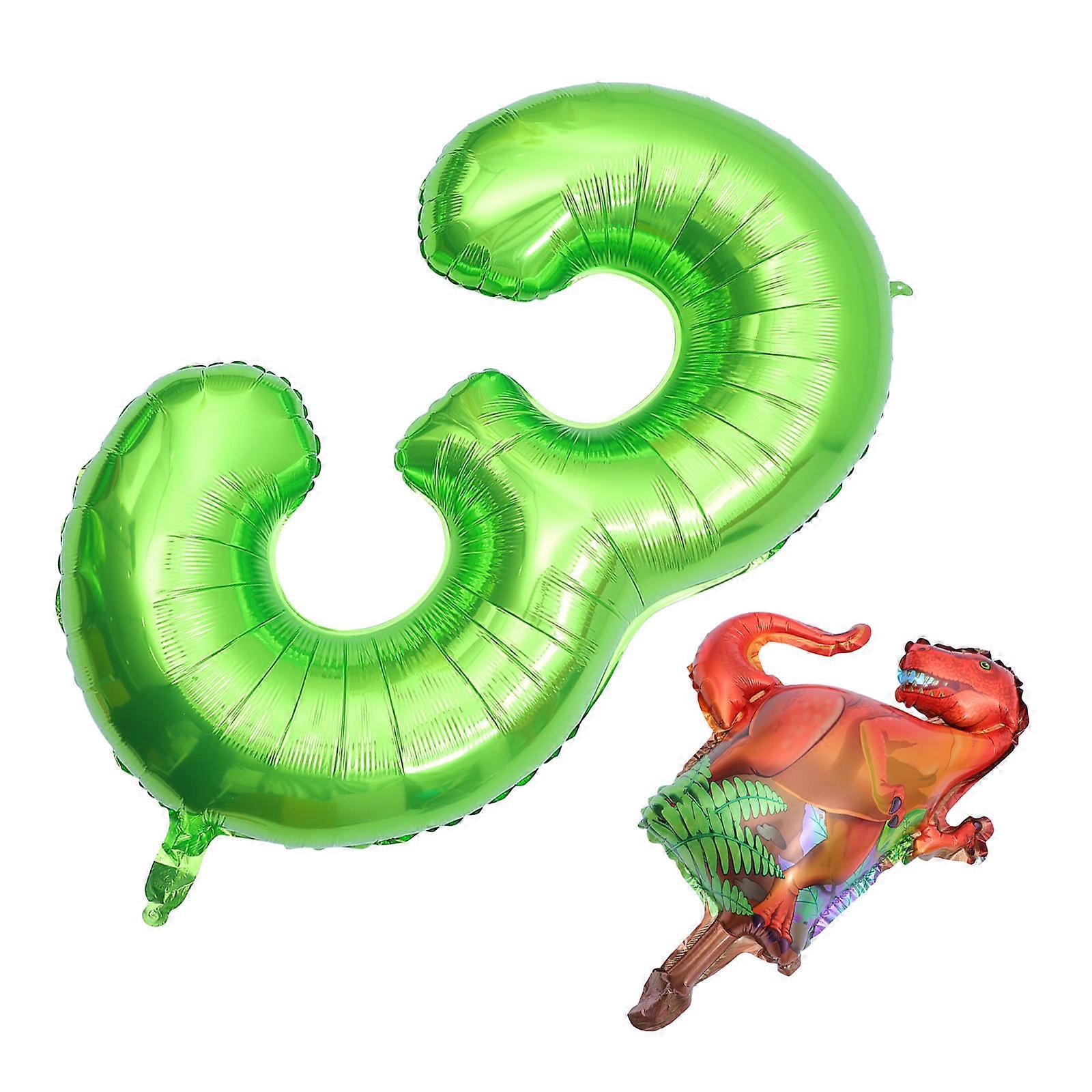 Light Green Digital Numeral Balloons Dinosaur Design for Decoration