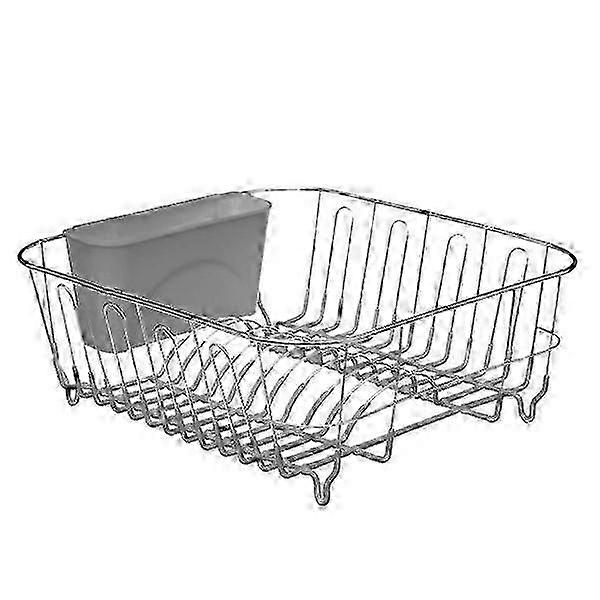 Kitchen Drain Rack, Silver Gray, Metal Material with Tableware Storage