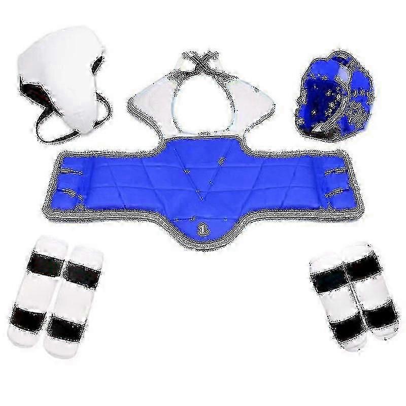 Femdelt taekwondo-utstyrssett med hjelm og rustning