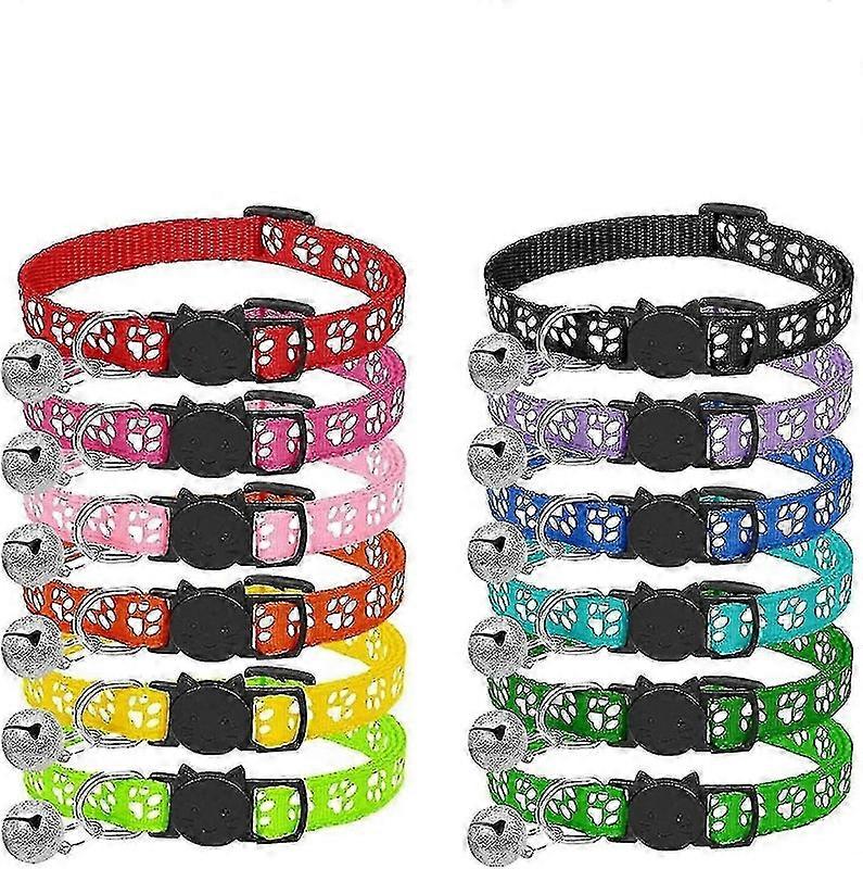 Safety cat collar with reflective material and jingle bell