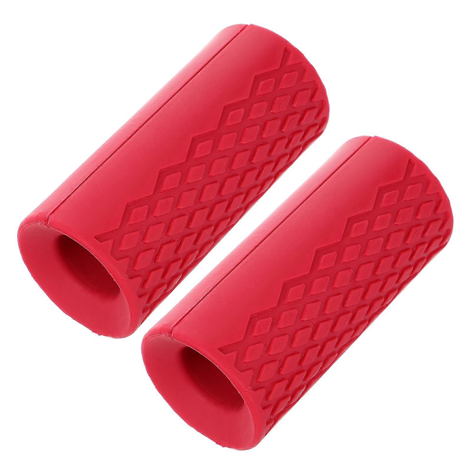Red Dumbbell Grip Covers Silicone Non-Slip Handle Covers 2Pcs for Gym Use