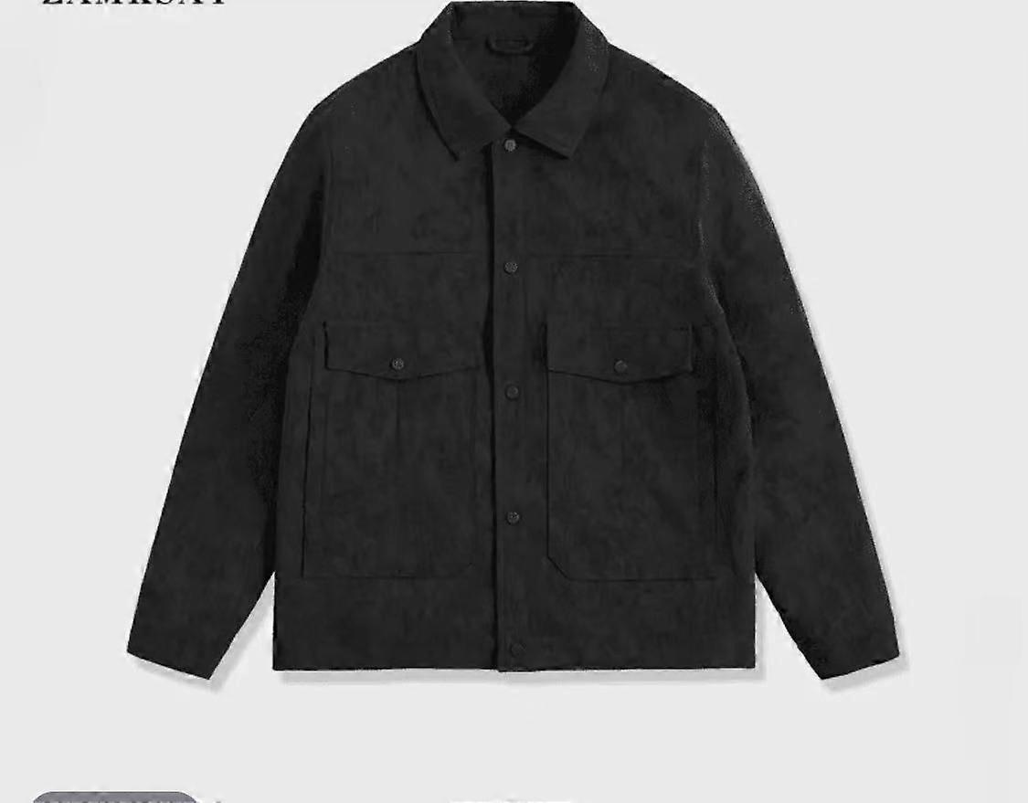 High-End Autumn Lapel Leather Jacket For Men, Trendy, Retro, Comfortable And Versatile. Solid Color Pu Lapel Leather Jacket For Men