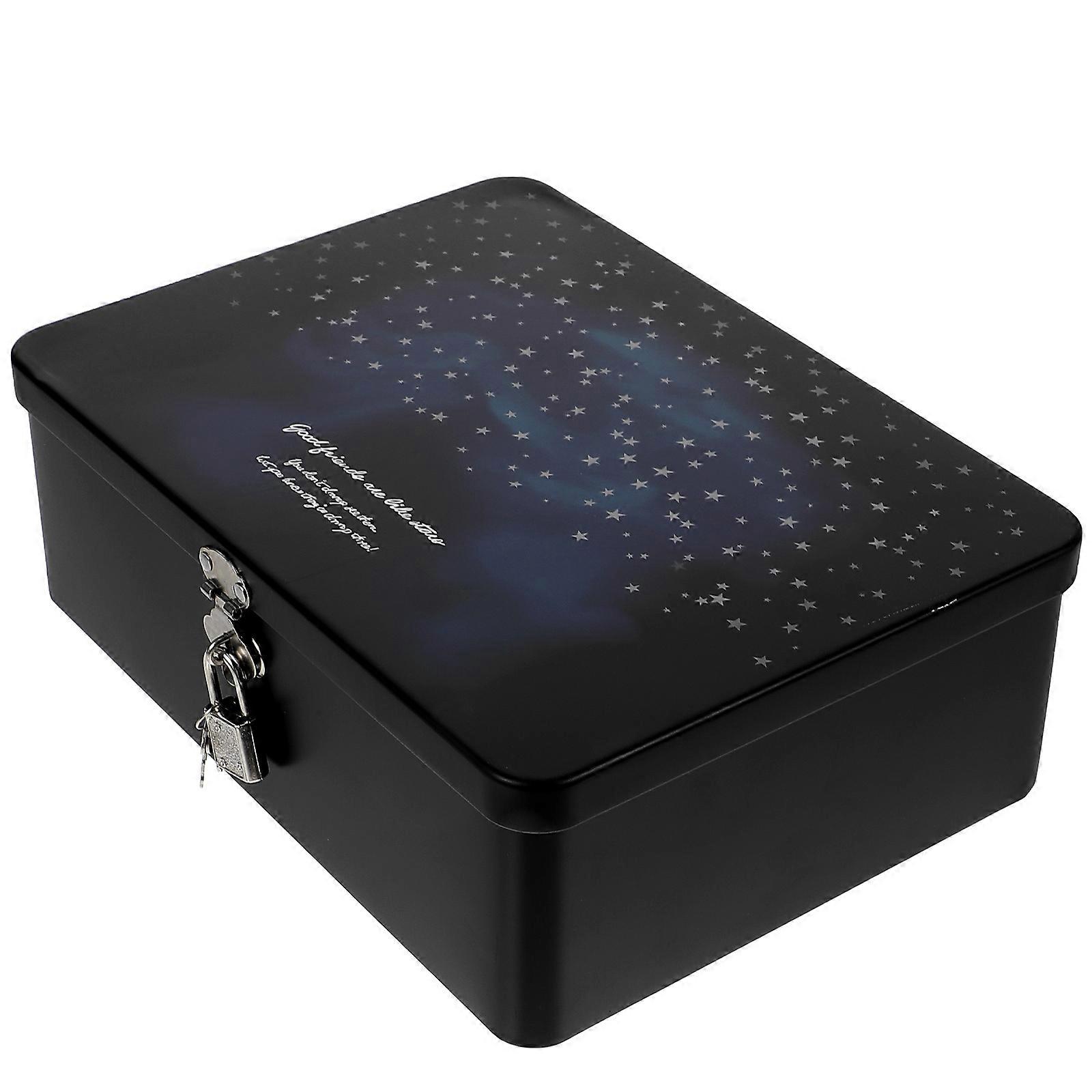 Small Tinplate Jewelry Storage Box with Lock 3Pcs Organizer