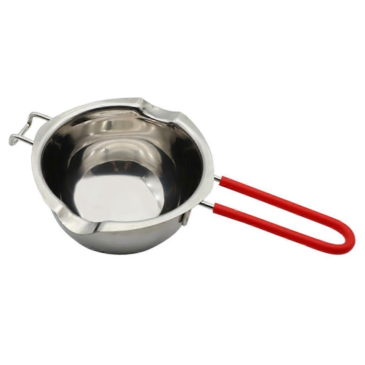 400ml Chocolate Melt Pot, Stainless Steel Melt Bowl Suitable for Candy Making Double Nozzle with Front Hook Red