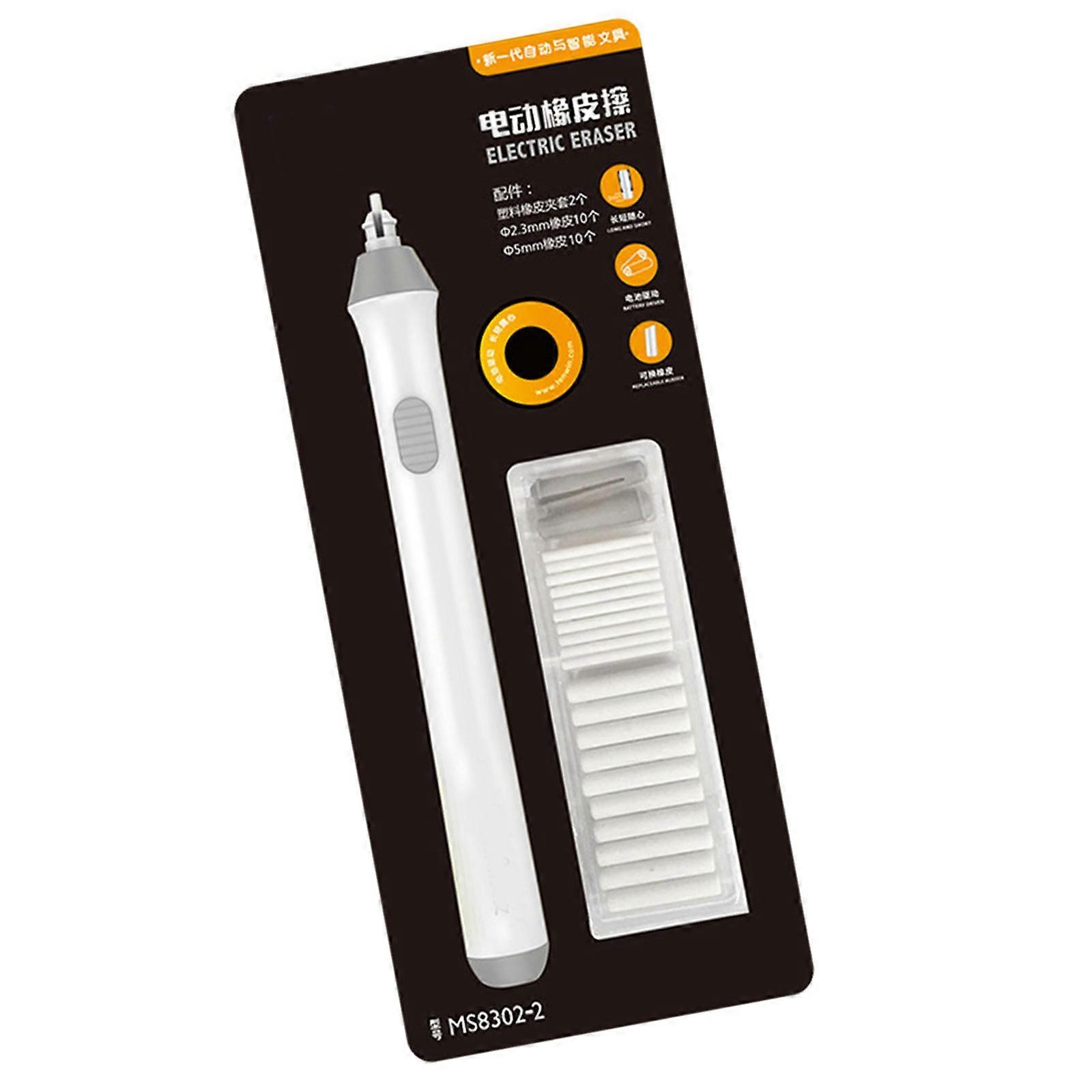 Electric Pencil Eraser with Refills Electric Eraser Kits for Drawing Painting Sketching Drafting School Supplies  White