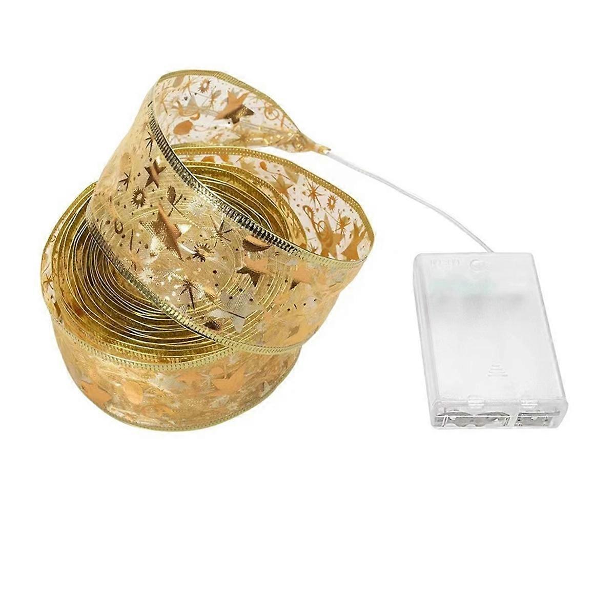 Christmas Ribbon Fairy Light DIY Bows String Light Tree Ornaments