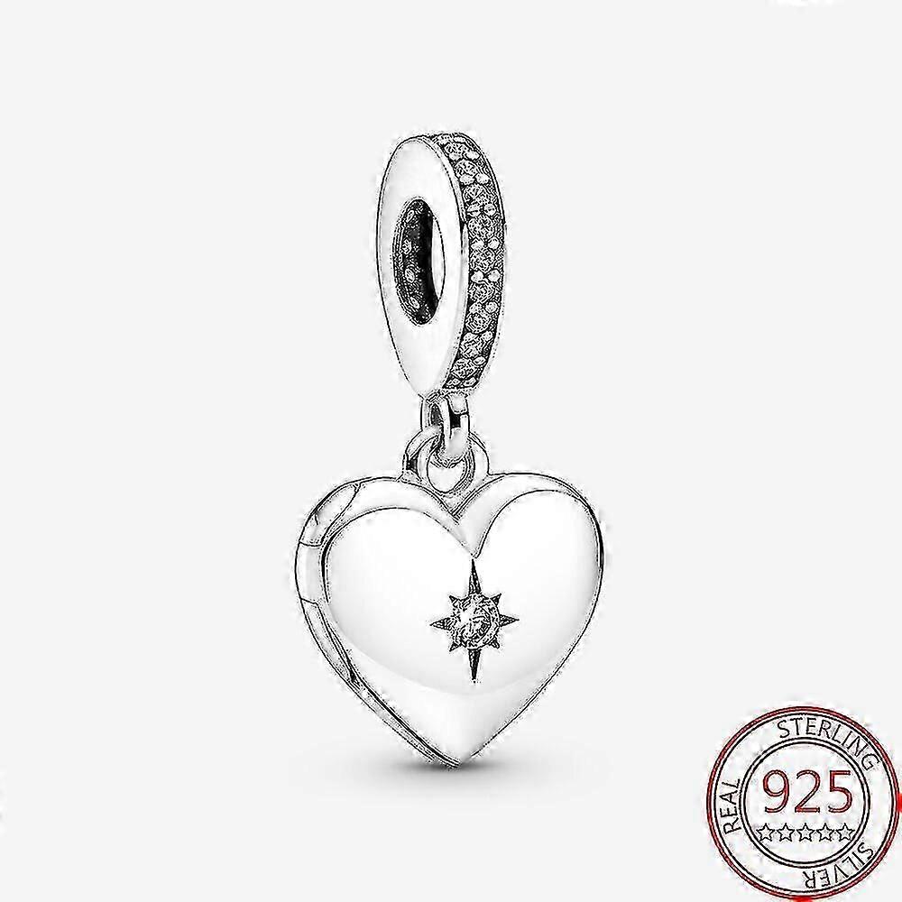 Charms vedhæng 925 Sterling Sølv Altid Være I Mit Hjerte Openable Hjerte Medaljon Dingle Charm Armbånd