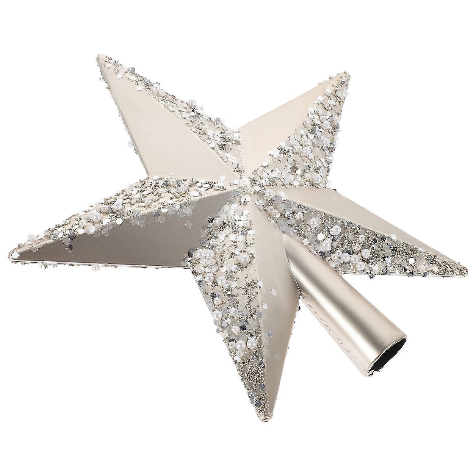 Silver Christmas Tree Topper Star for Decoration 2Pcs PVC Material