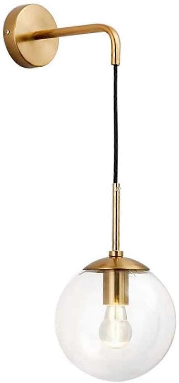 Glass Globe Wall Lamp E14 Industrial Adjustable Round Glass Globe Nordic Modern Smoky Gray Finish Indoor Reading Light