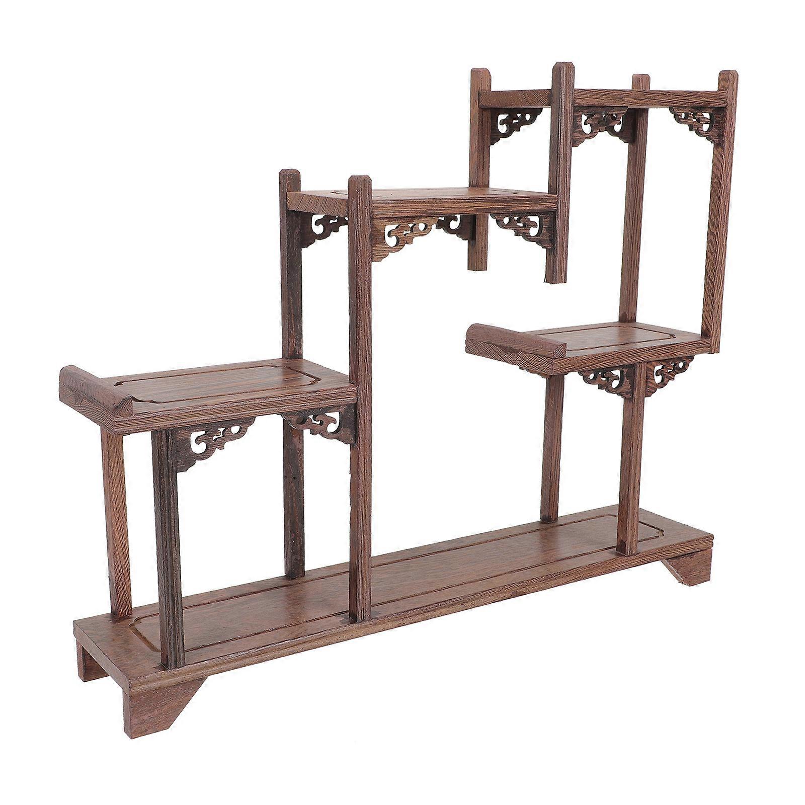 Wooden Antique Display Stand for Curio Display and Storage 2Pcs