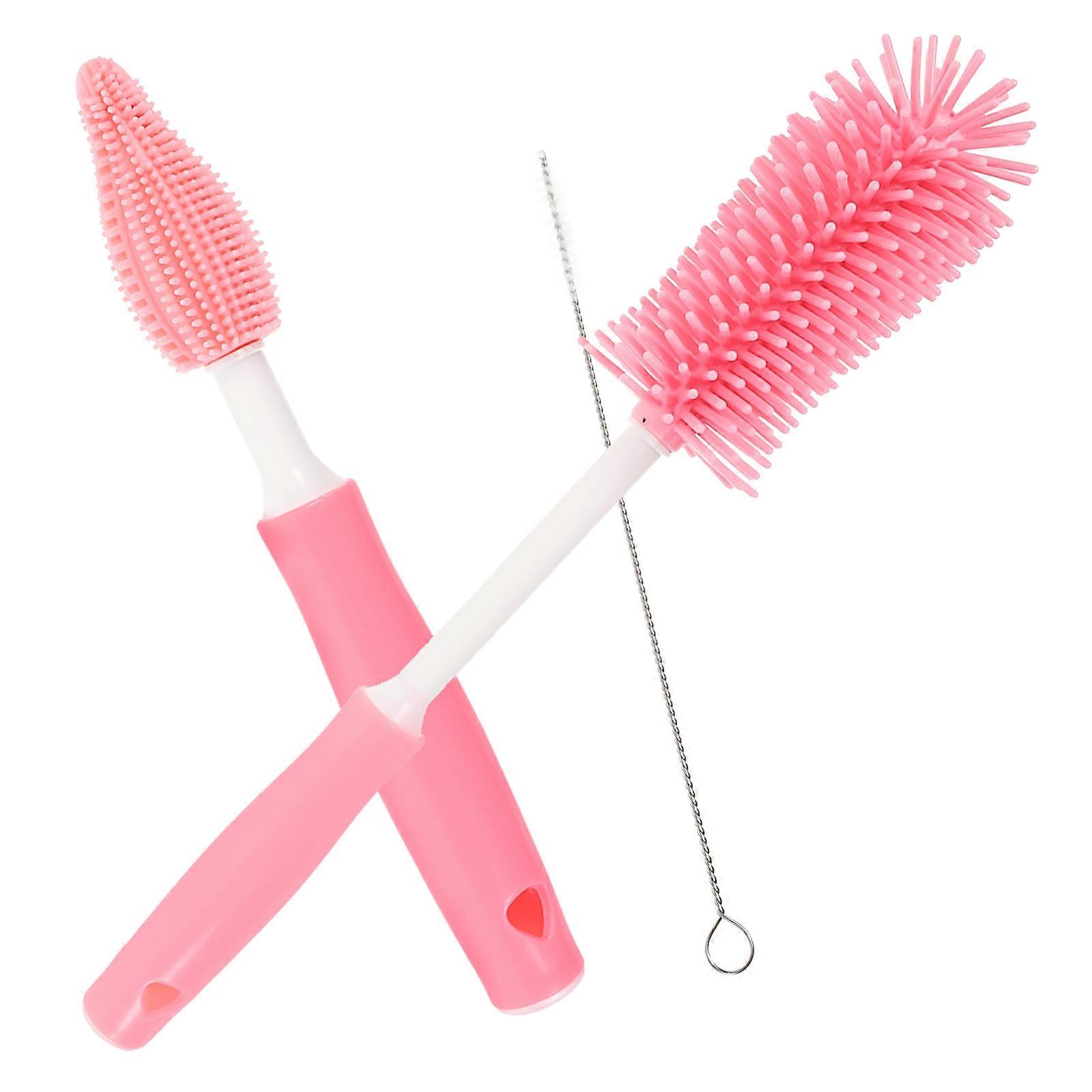 2 Sets Of Professional Design Bottle Brushes For Easy Cleaning Of Baby Bottles And Water Bottles Featuring Long Handle With Stain Removal Function