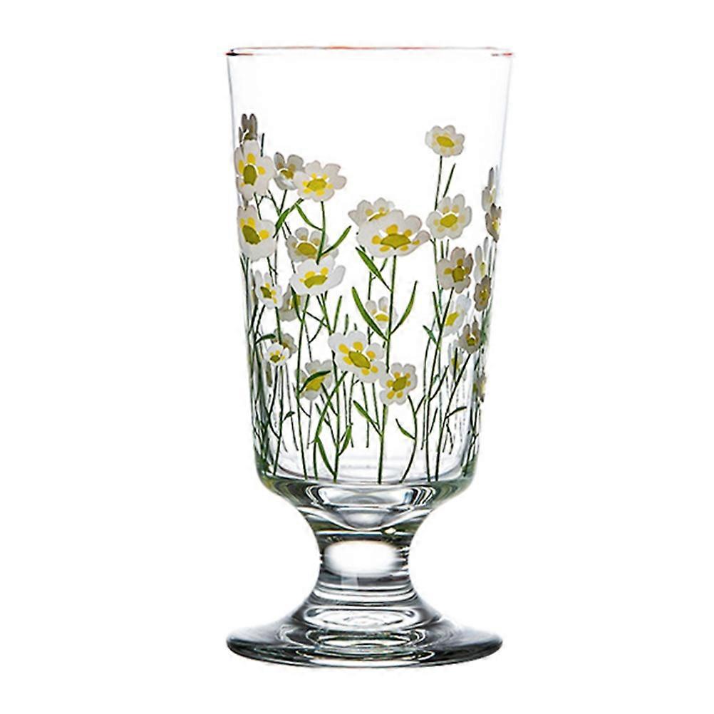 6Pcs Retro Beverage Cups Daisy Milk Cup Assorted Color Multi-Purpose Glass Stemware For Wedding Dinner Party