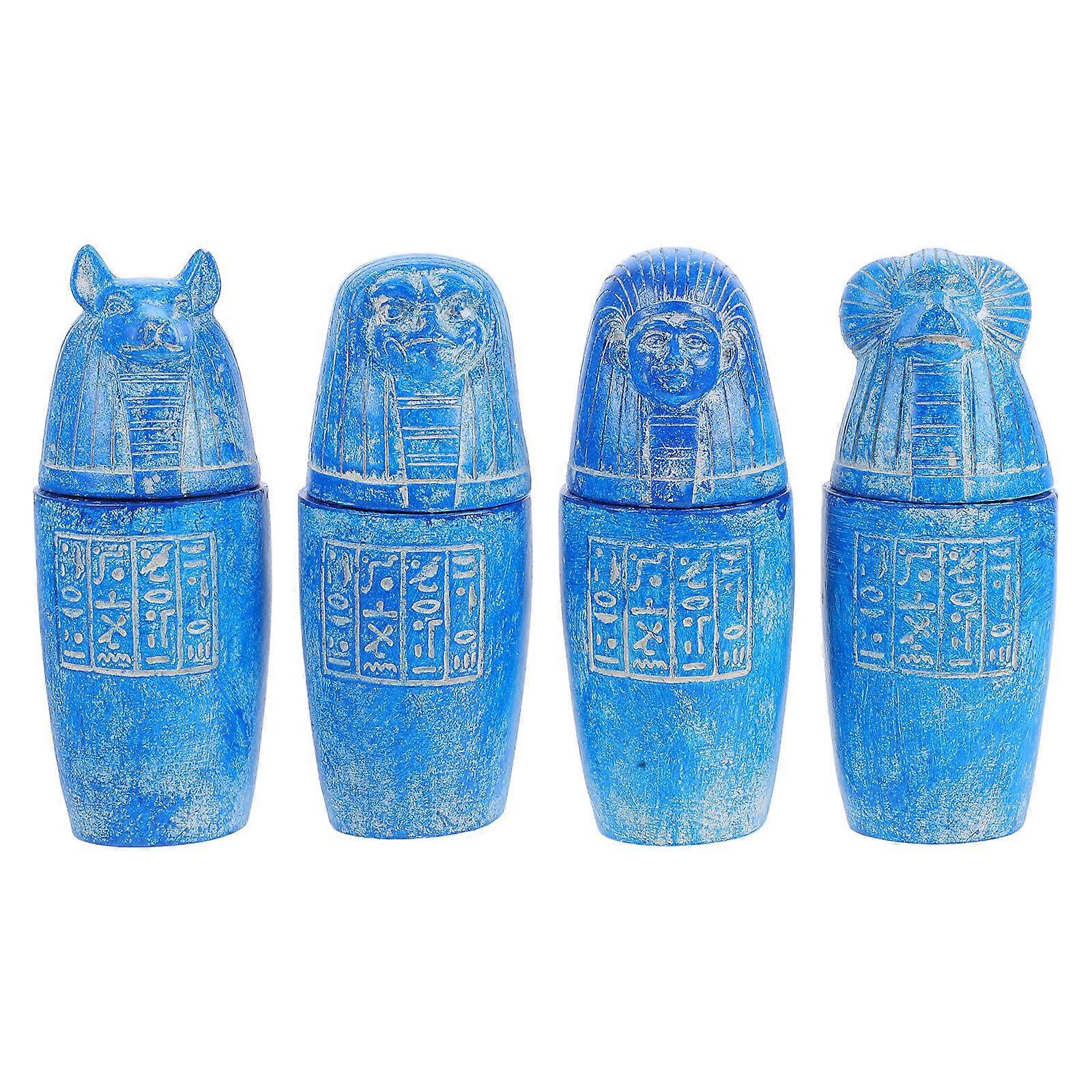 Decorative Egyptian Canopic Jars Set 4Pcs Ancient Artifact