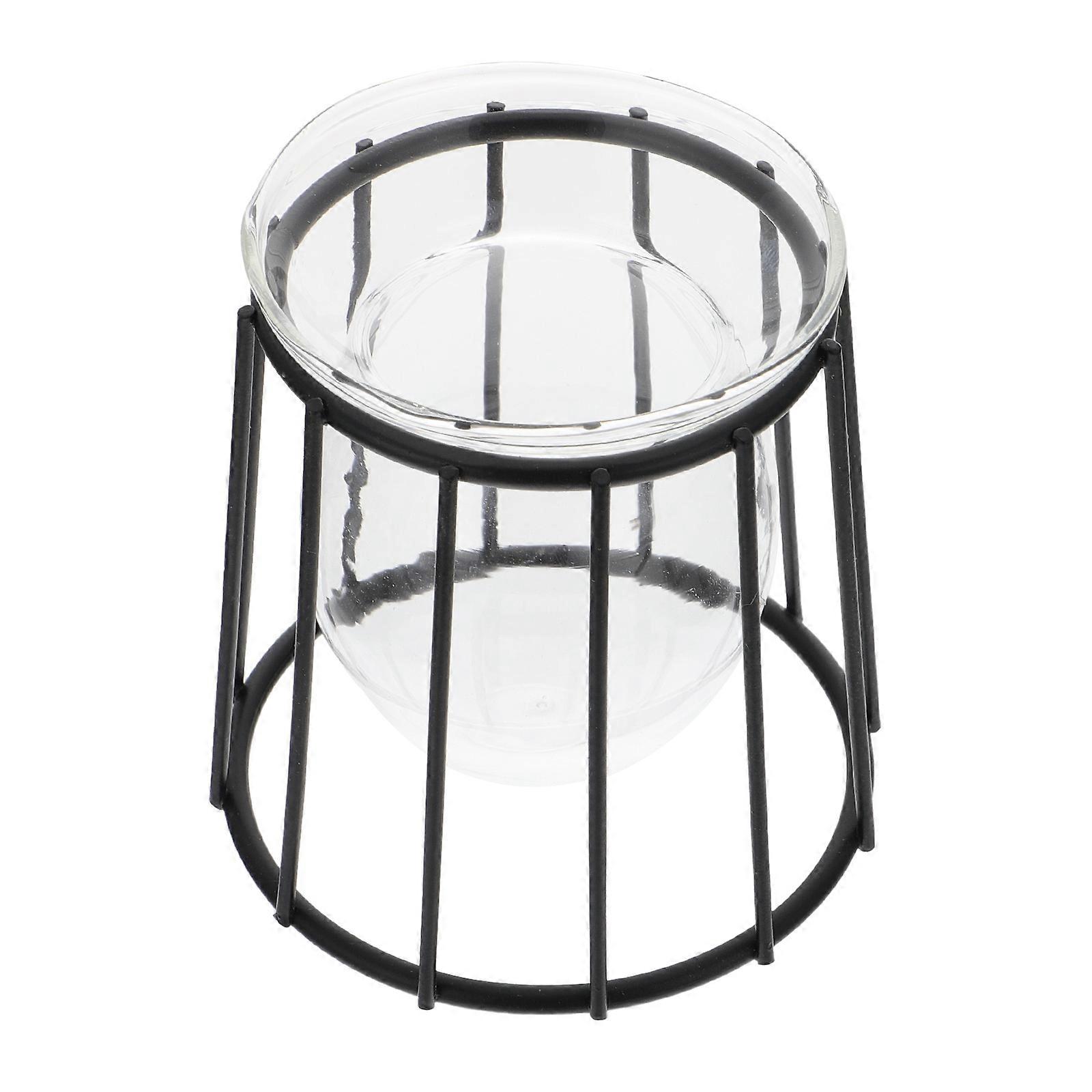 Glass Vase Hydroponic Container with Iron Art Bracket for Decoration 3Pcs