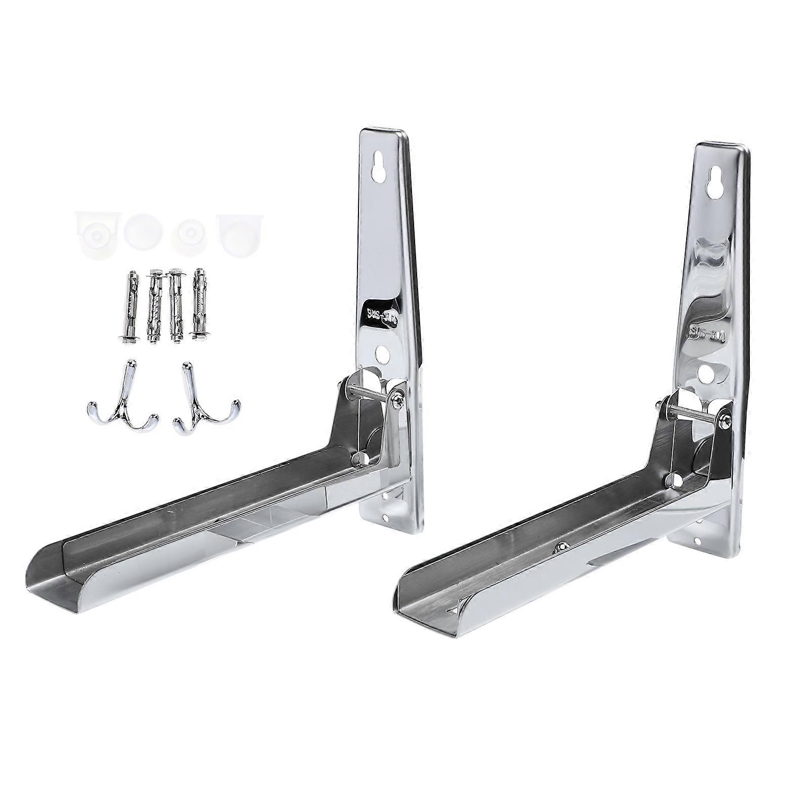 Stainless Steel Microwave Rack with Hooks Wall Hanging Kitchen Rack 1Pair