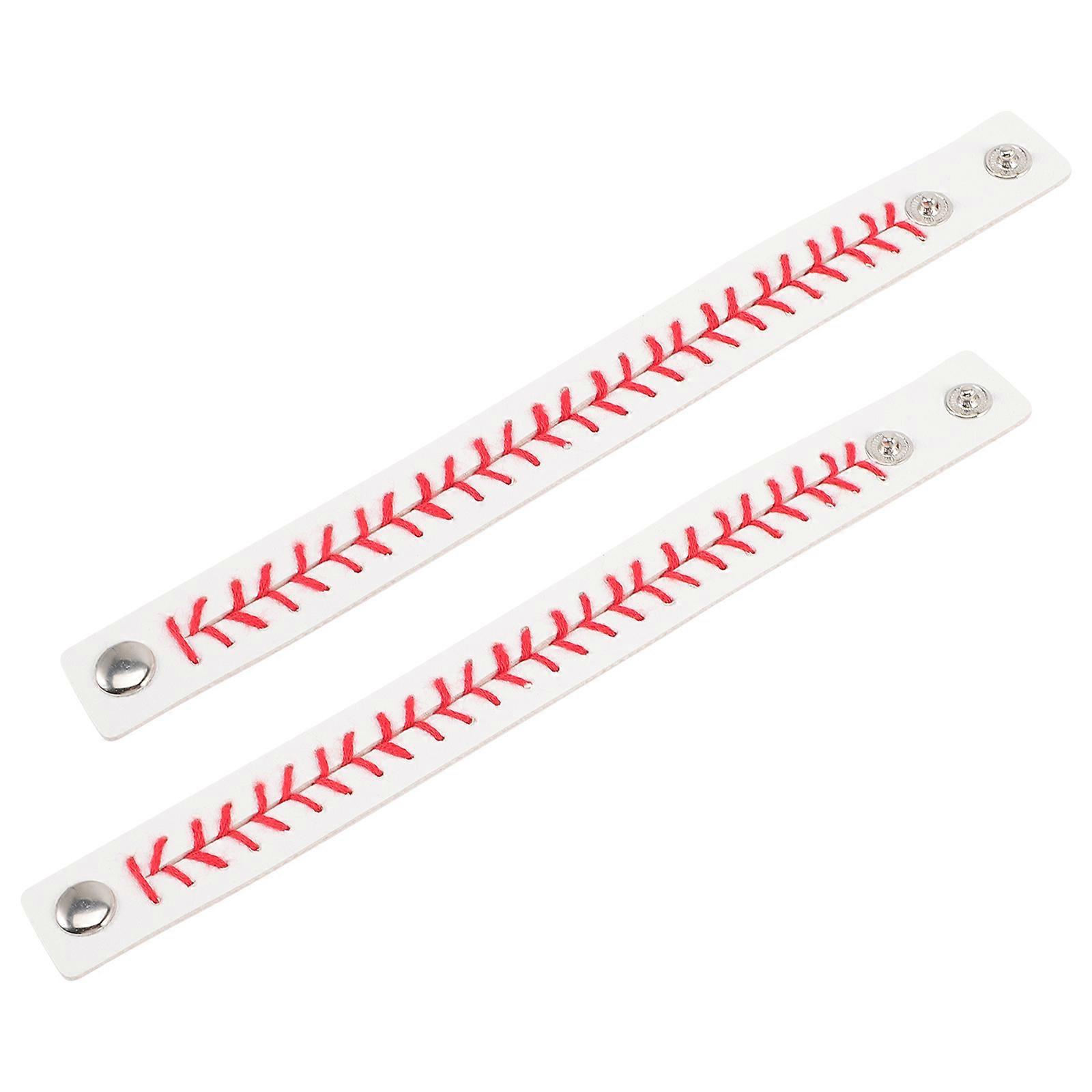 Baseball Braided Bracelet for Men with Snap Closure 6Pcs