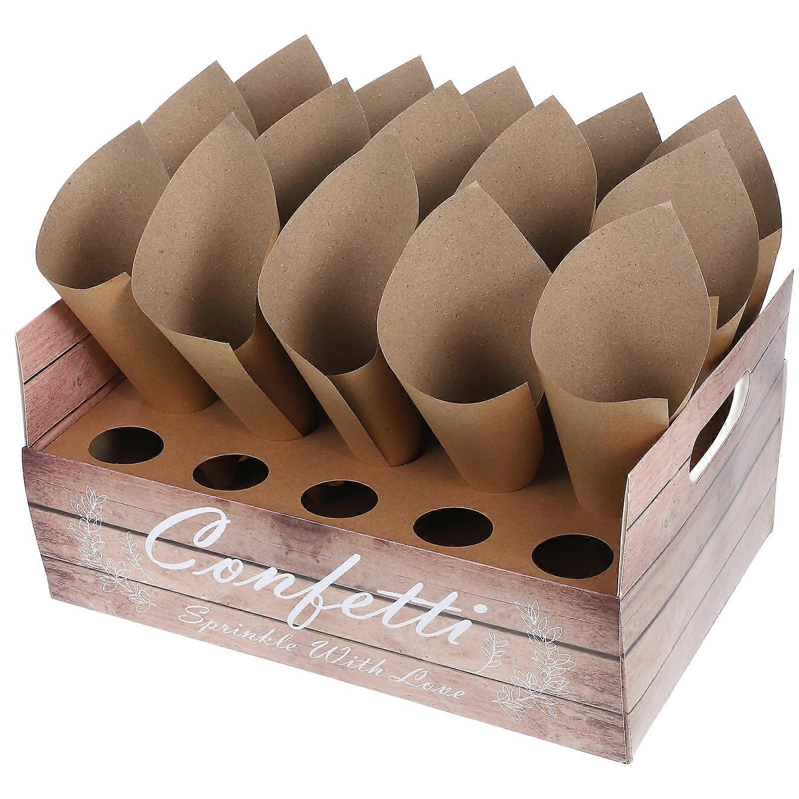 Wedding Confetti Storage Paper Cones 4Set Classic Cone Holders For Events With Tray And Large Capacity