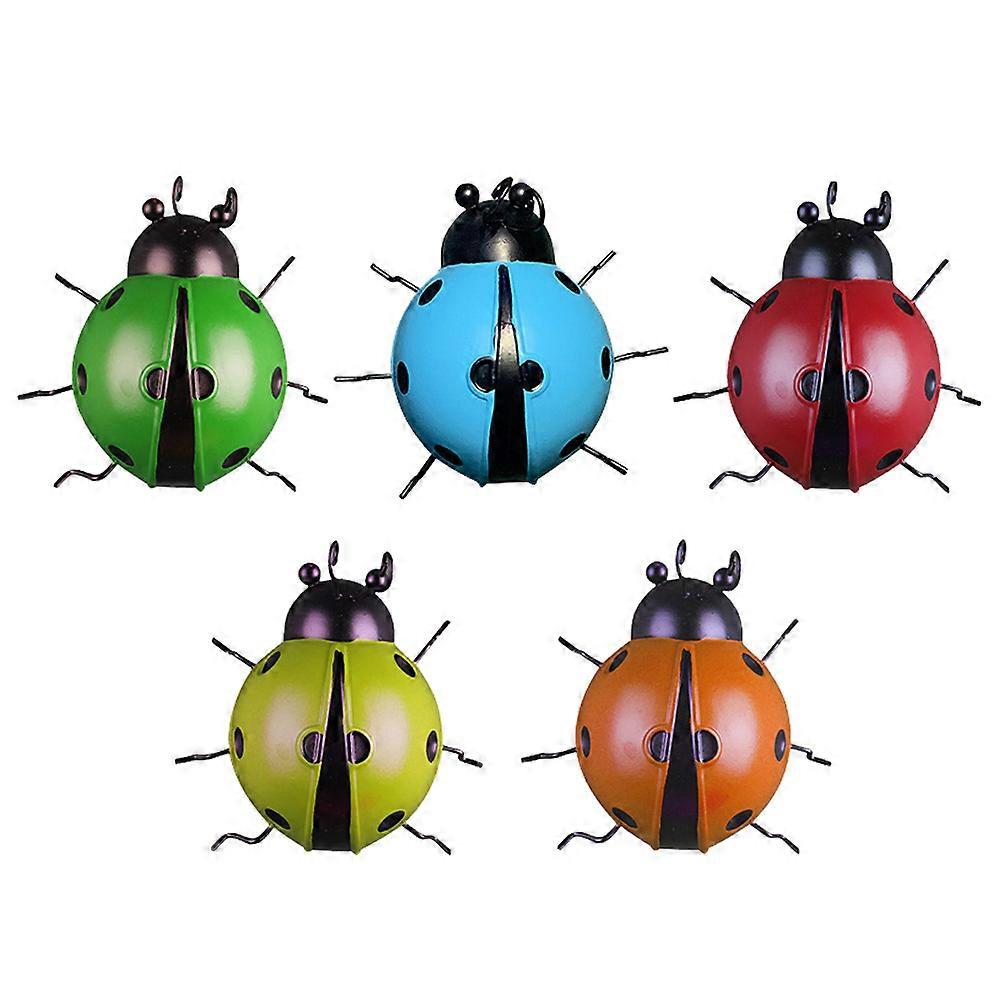 Simulated Ladybug Iron Ornament for Decoration 2Sets Wall Hanging Crafts