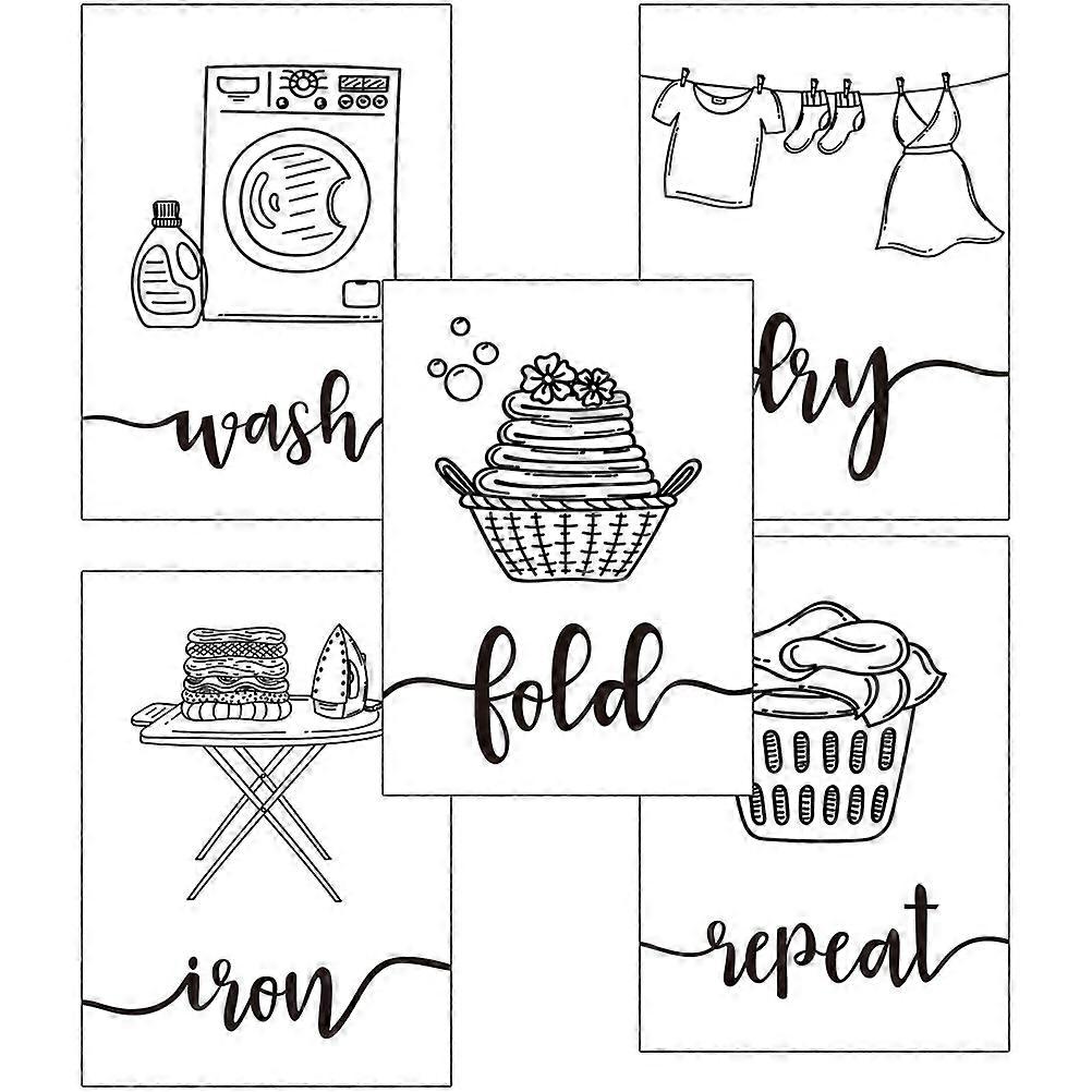Laundry Room Wall Art Background Wall Decor for 5Pcs Laundry Room Decor