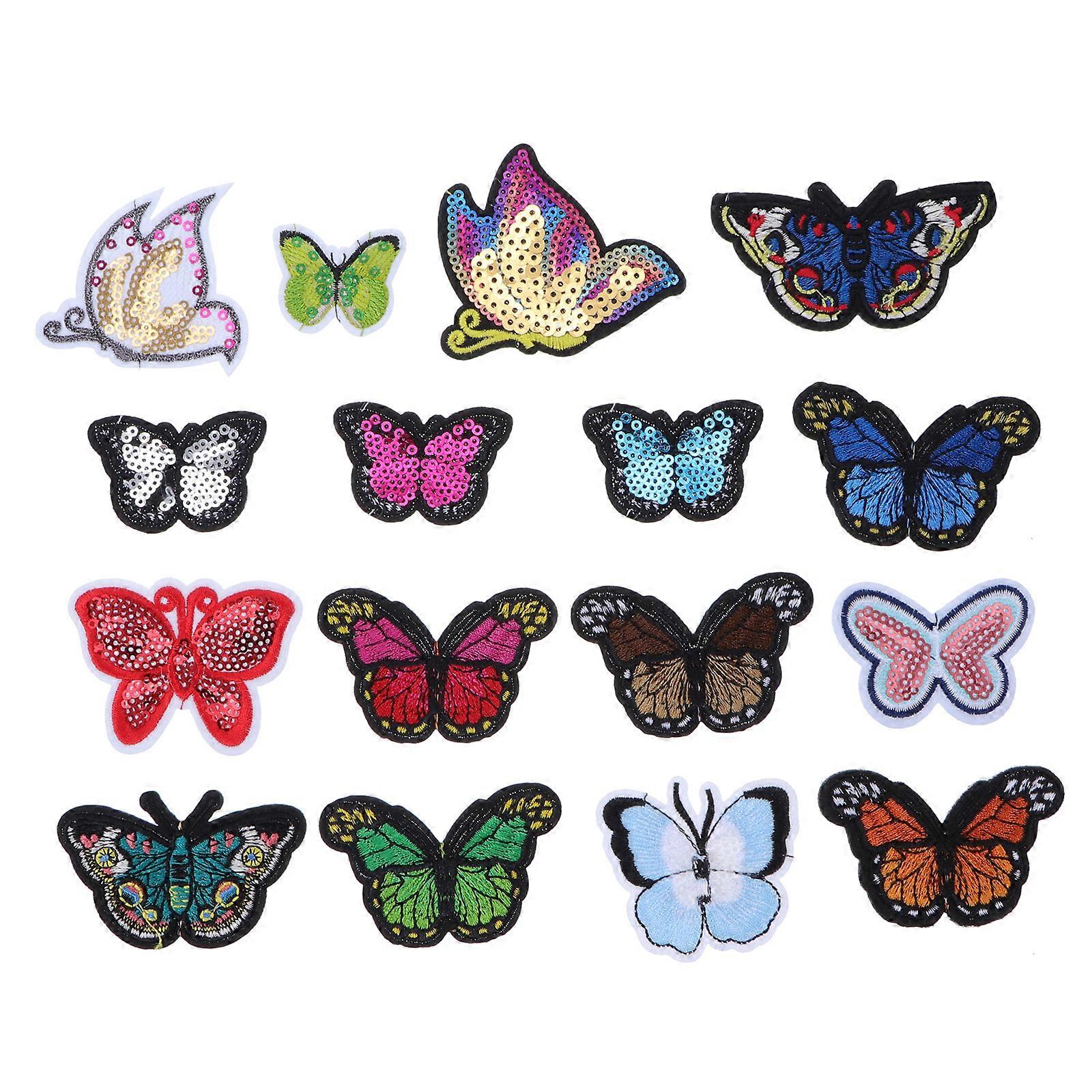 Butterflies Embroidery Cloth Patch for Garment Use 32Pcs Multi