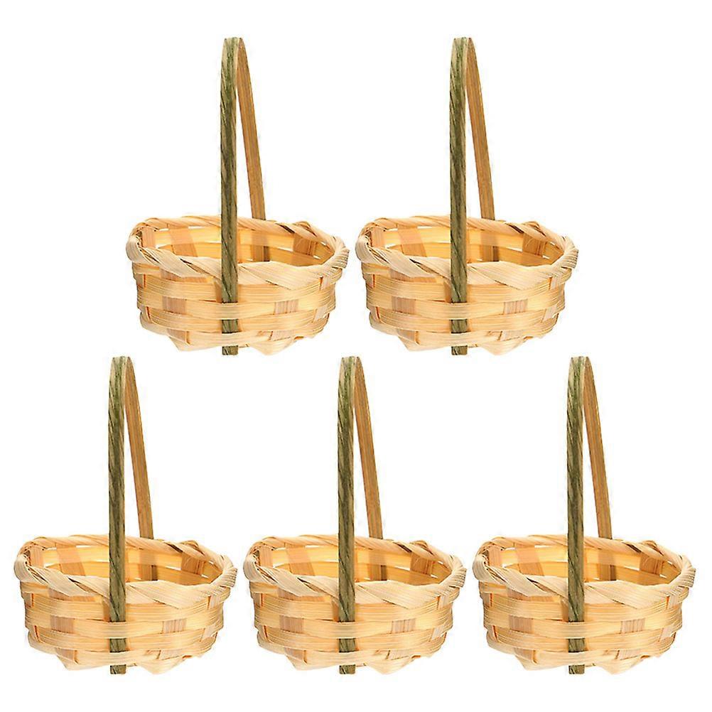 Mini Woven Baskets 10 Pcs Bamboo Chip Flower Baskets For Home Decor Oval Rustic Design