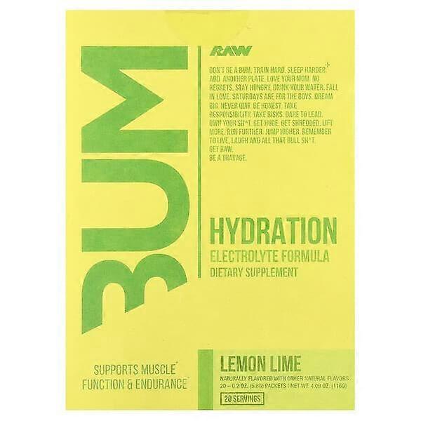 Raw Nutrition, Bum, Hydration, Electrolyte Formula, Lemon Lime, 20 Packets, 0.2 oz (5.8 g) Each