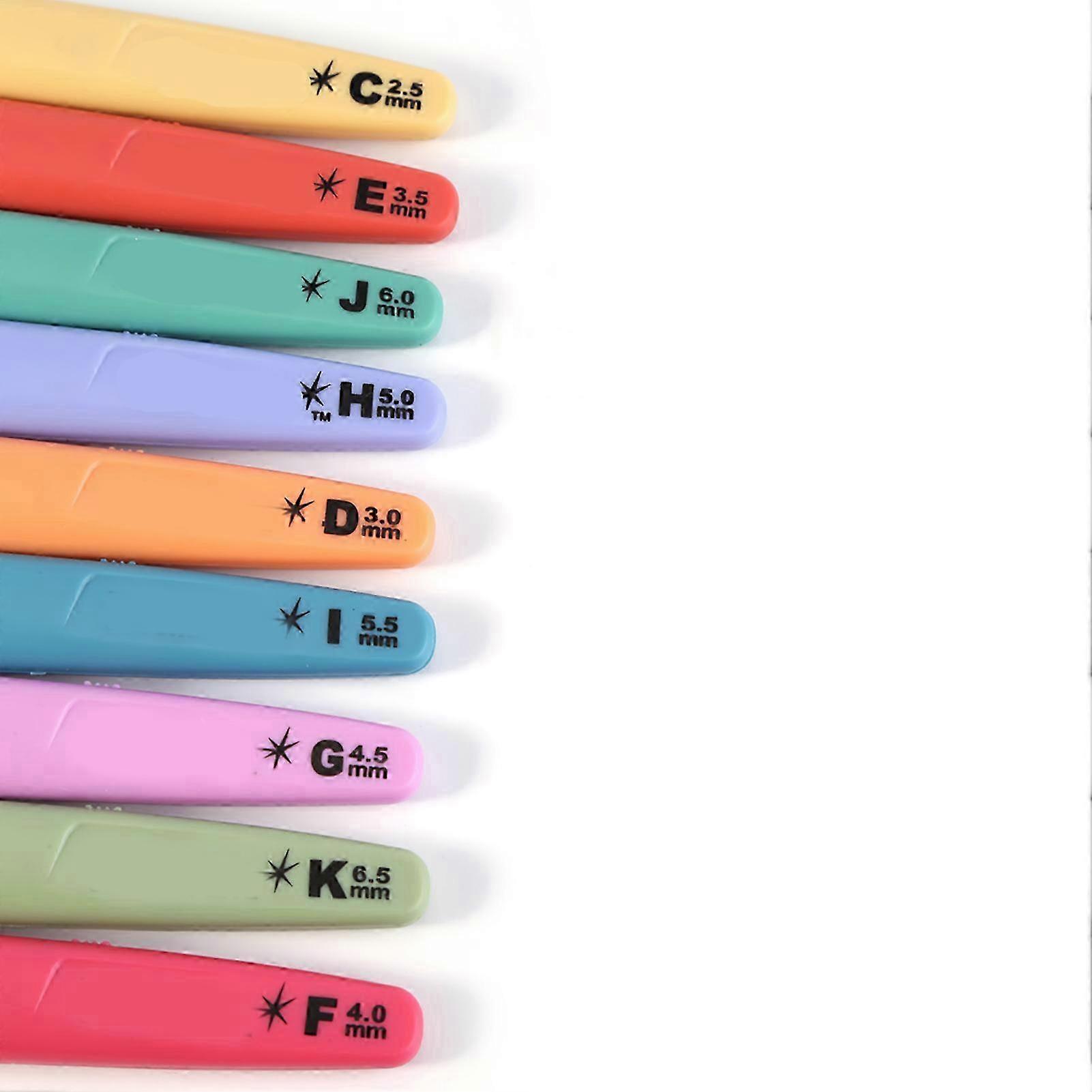 25-26 9pcs LED Light Crochet Hooks Set, Sizes 2.5-6.5mm, Battery Operated