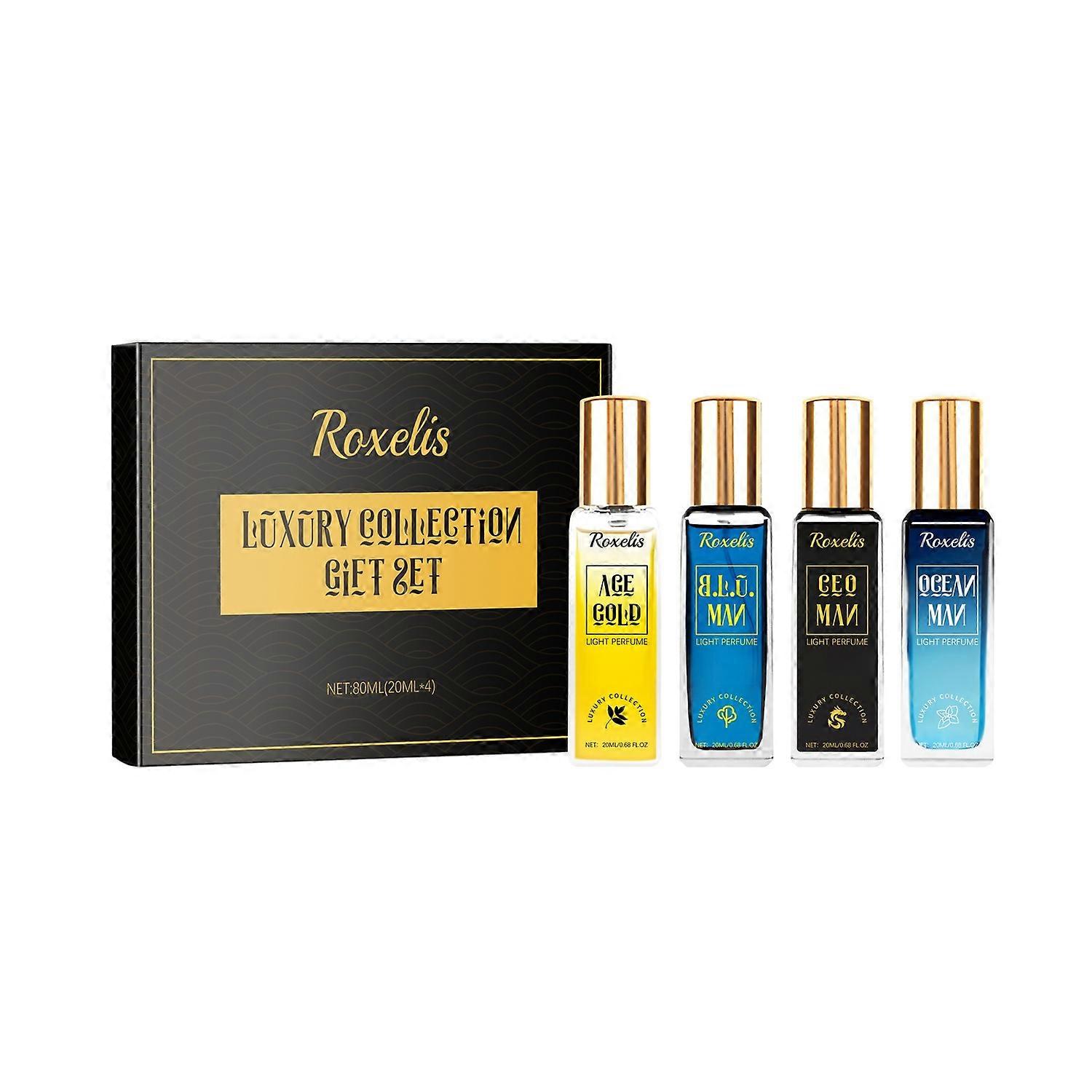 1-6PCS ROXELIS Perfume Set for Men 4x20ml Long-Lasting Fragrance Fresh Ocean, Woody Ocean, Cologne, 