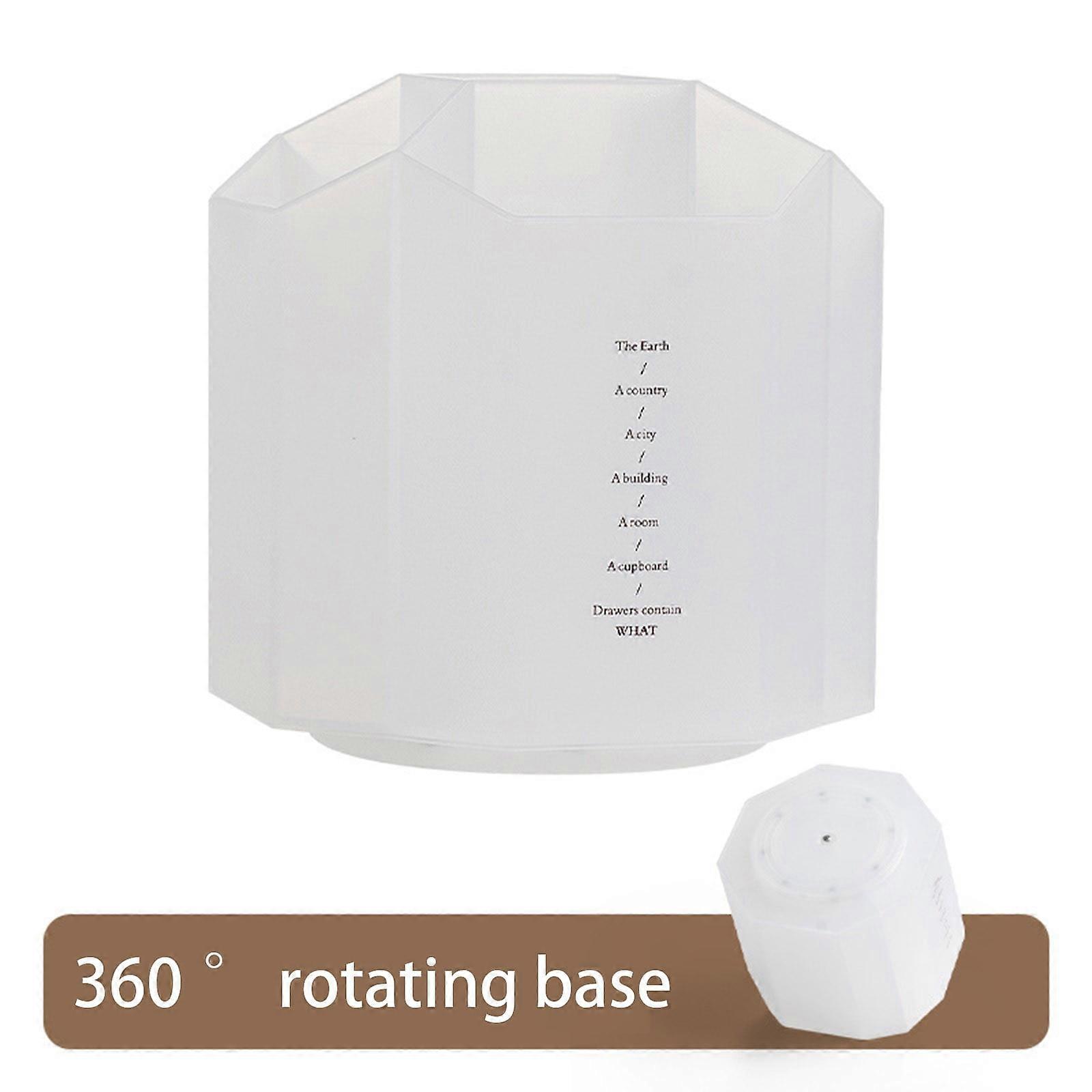 Jacenvly 5-Grid Storage Box, 360° Rotating Desktop Organizer for Office, School, Makeup Brushes, Pens, Compatible with Multi-Use