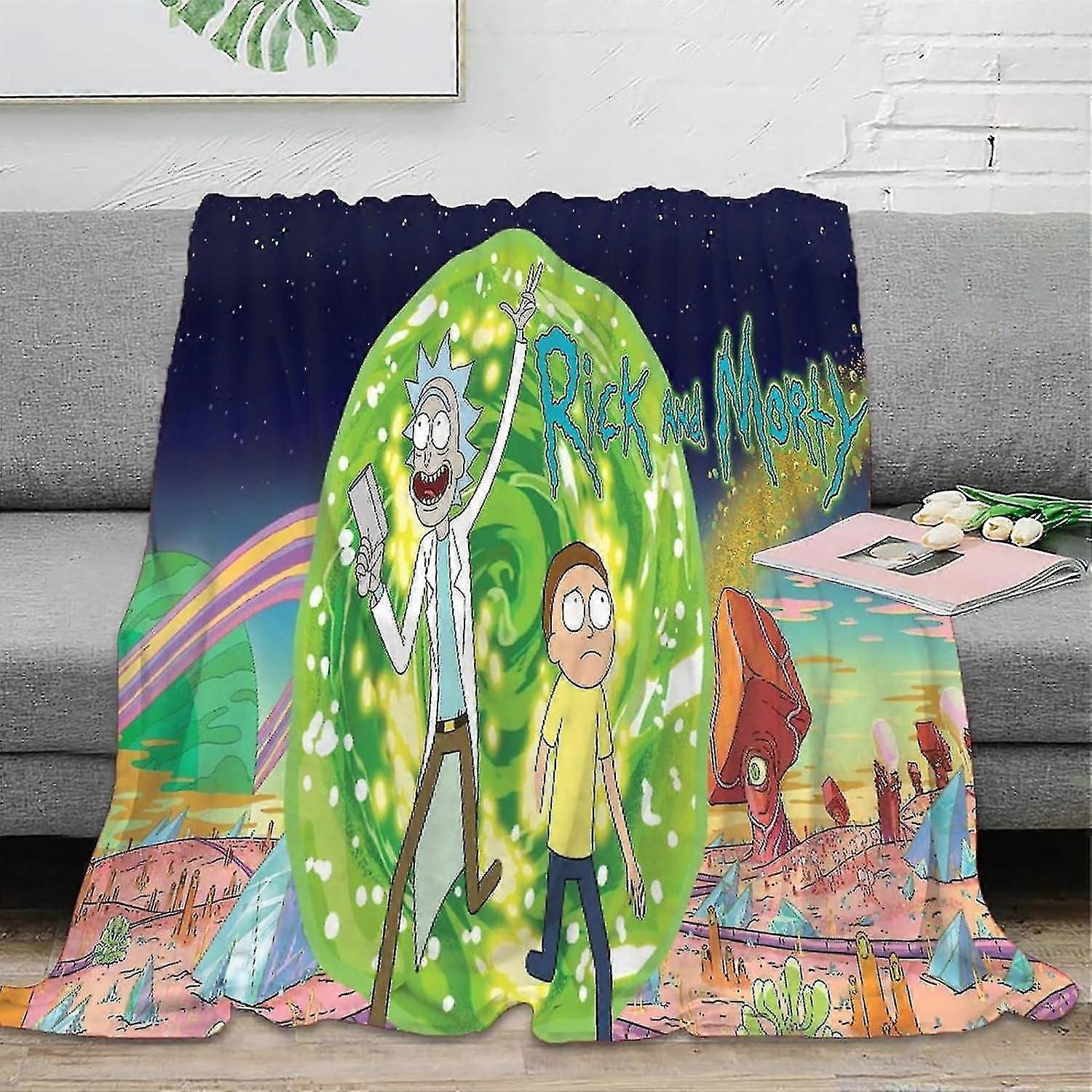 Deka 3D Rick a Morty fleecová deka, deky pro dívky, měkká útulná fleecová plyšová deka pro miminko, nadýchaná chlupatá flanelová deka pro děti