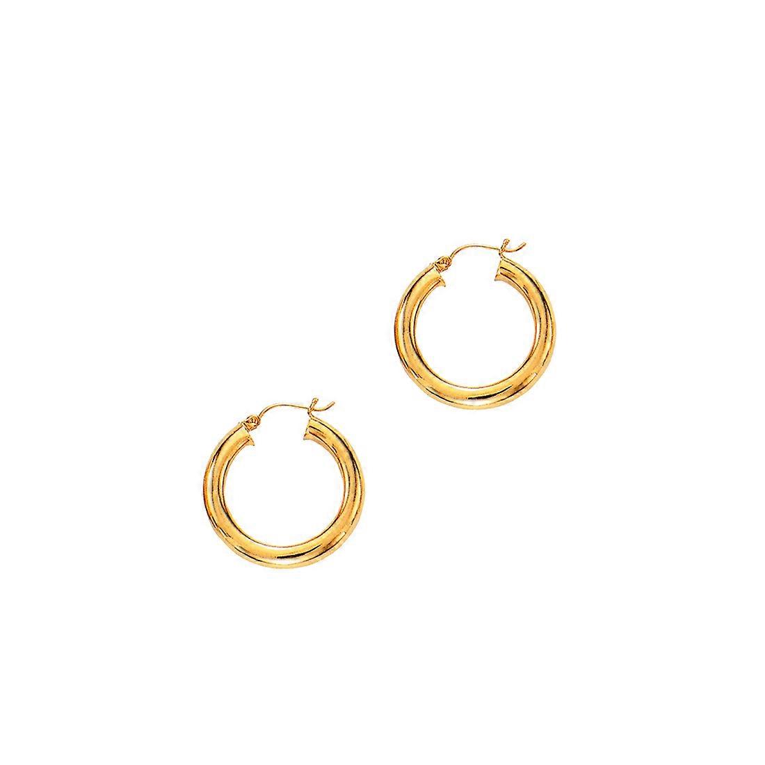 Boucles d’oreilles en or jaune massif 14 carats tube rond brillant avec fermoir à charnière boucle d’oreille pour femme