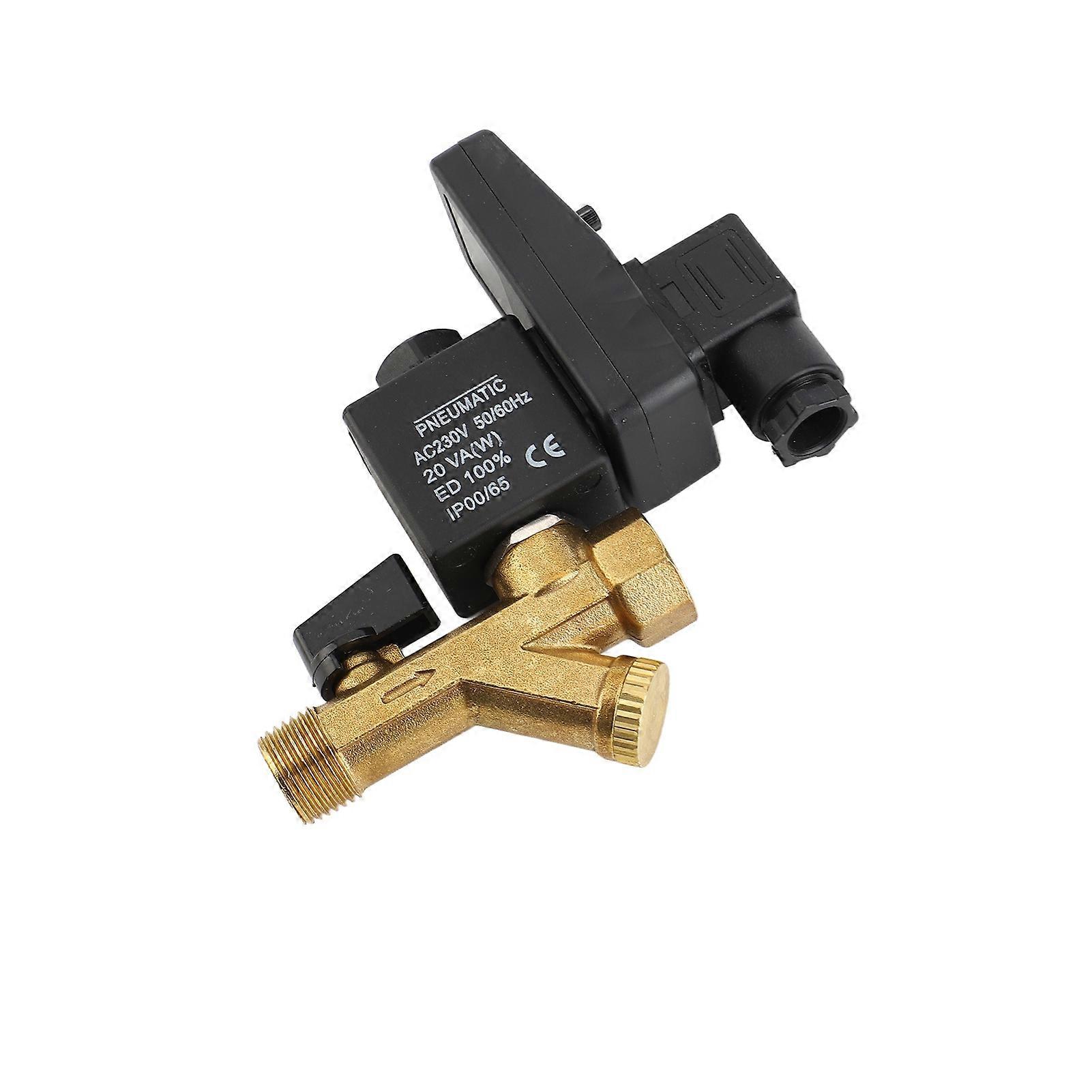 1/2 Inch Electronic Drain Valve Brass Automatic Timed Condensate Drain Valve 2 Way Unidirectional Solenoid Valve for Air Compressor Filter Separator 