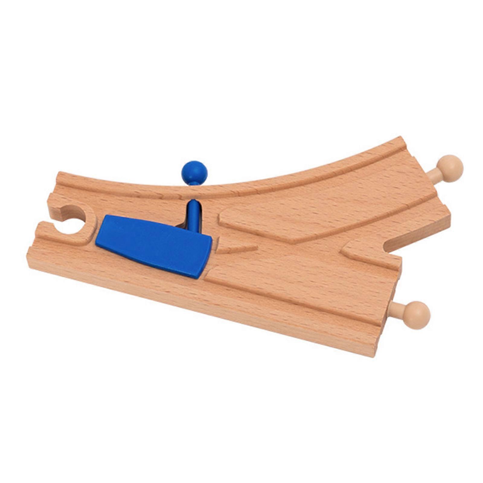 Natural Wood Train Track Connector Railway Tracks Expandable Playset For Toddler Safe Interlocking Design Multicolor