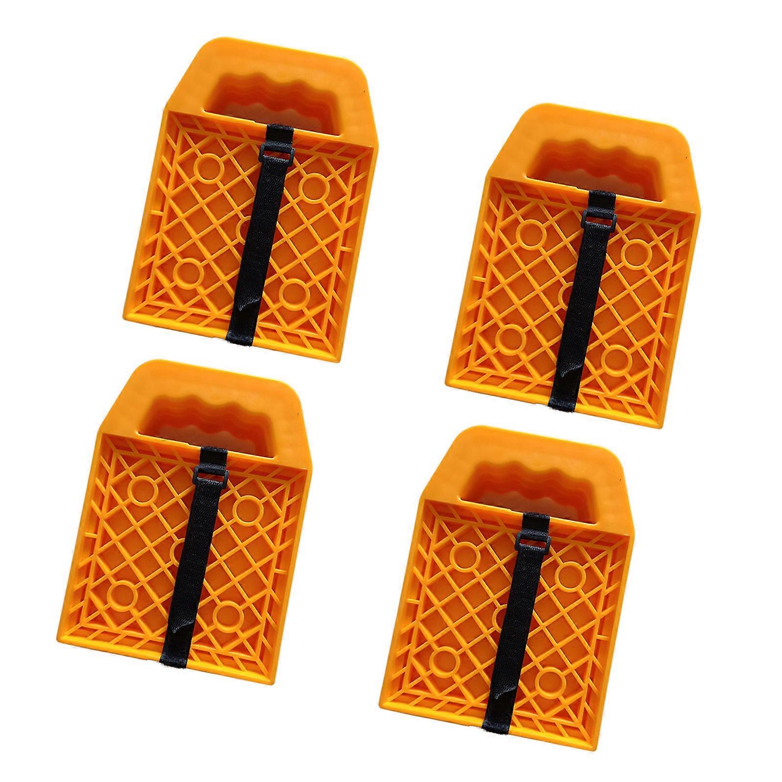 Set of 4 Recreational vehicle Trailer Leveling Mattresses Against Sink Support Hurdles Highlighting Interconnected Plan and Belts for Organized