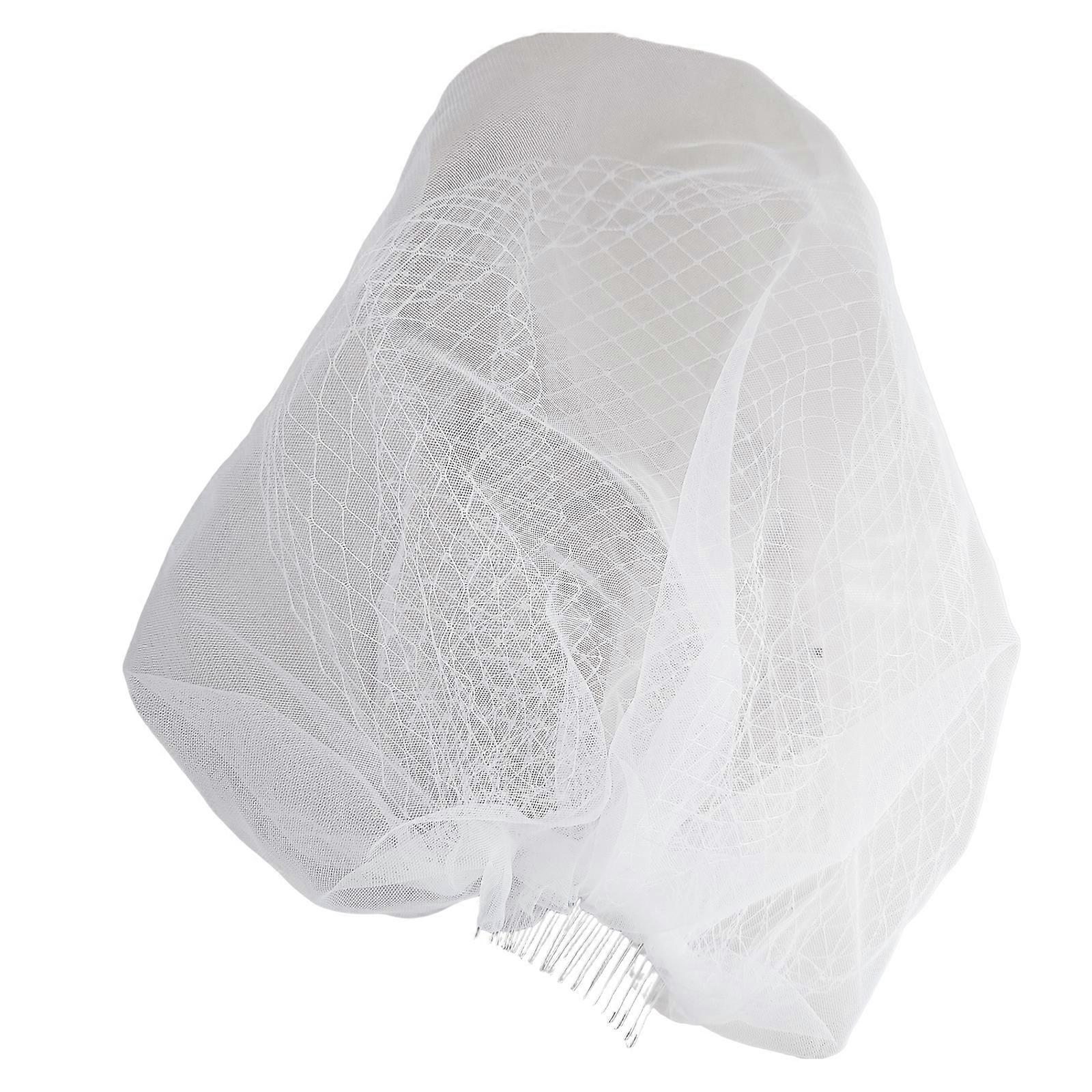 Vintage Style Wedding Veil Double Layer Netting Comfortable Hair Comb For Bride Ceremony  White