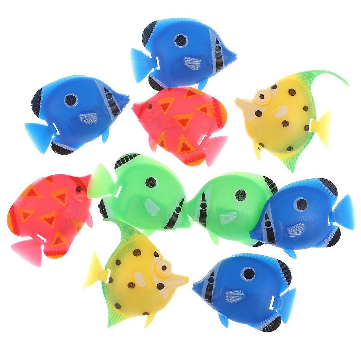 TINKSKY 10pcs Lifelike Plastic Artificial Moving Floating Fishes Ornament Decorations for Aquarium Fish Tank (Random Color & Pattern)