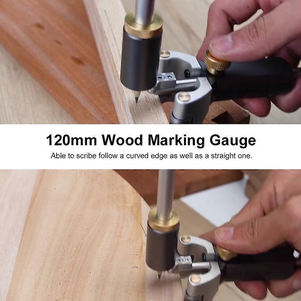 120mm Wood Marking Gauge Sliding Straight/Curved Edge Scriber Guide Carpenter Scribe Tool for Woodwo
