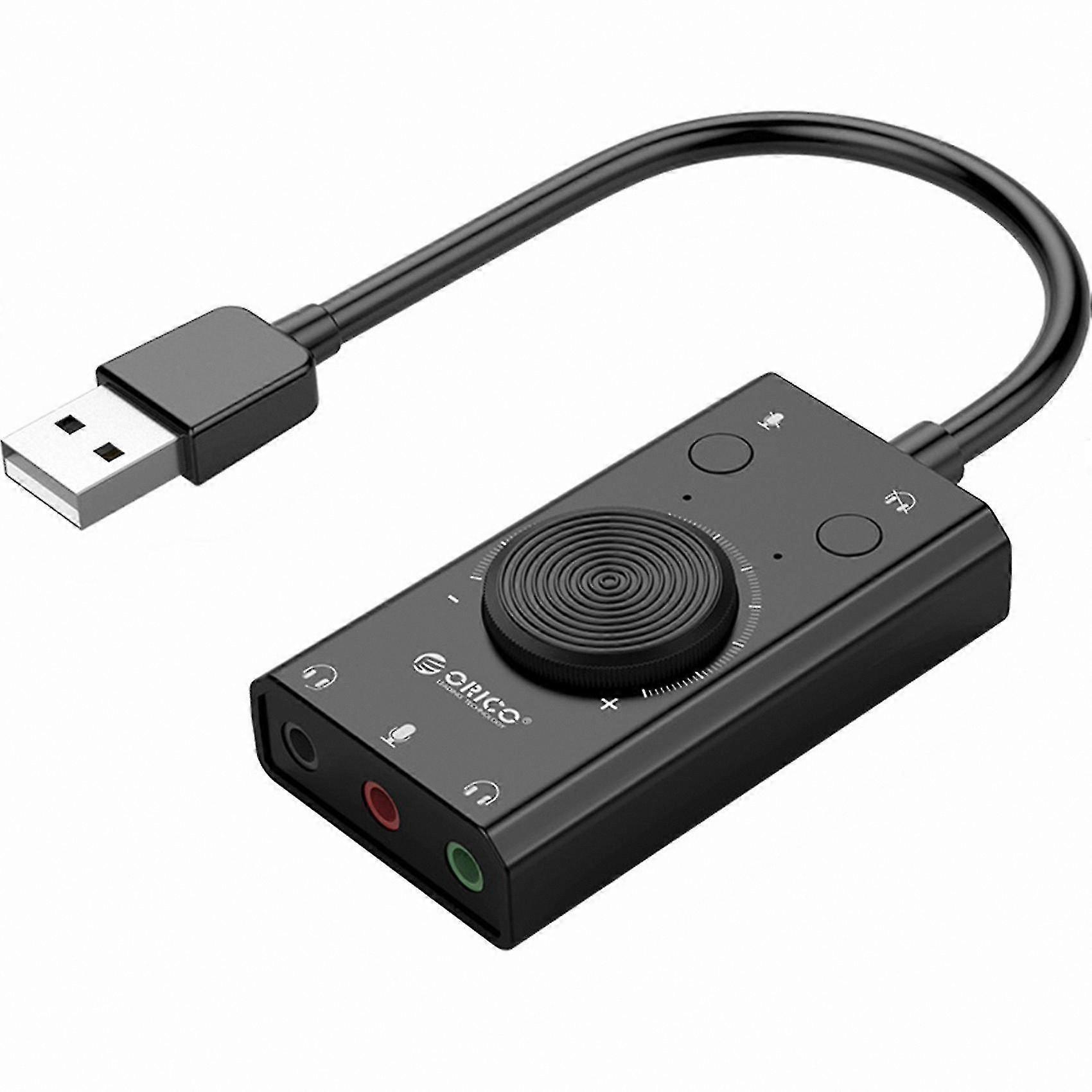 USB External Sound Card Adapter for Laptop and Desktop, Plug-and-Play o Converter for Headphones and Microphones
