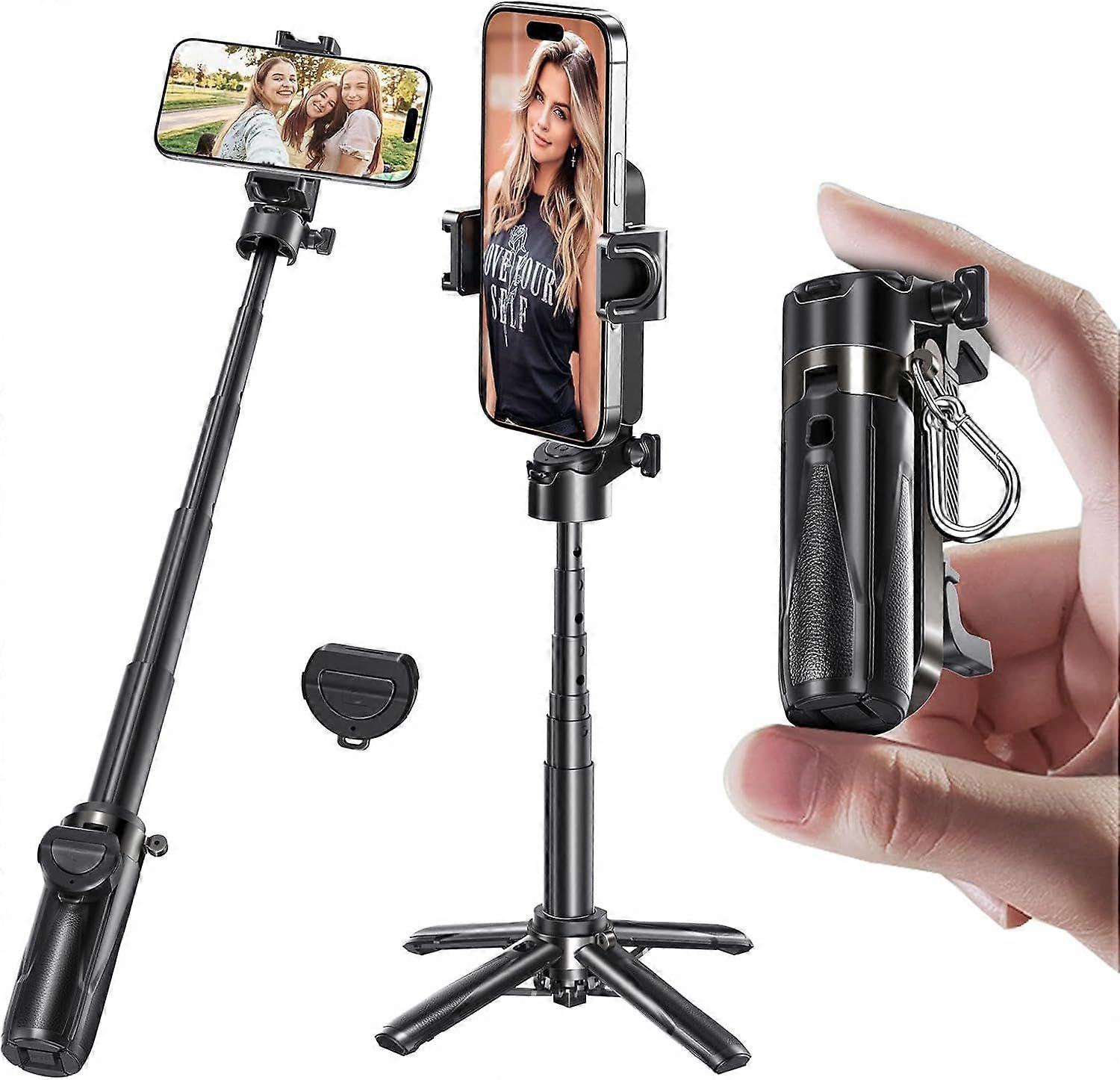 MAGIC JOHN Mobile Phone Tripod, Portable Selfie Stick, Pocket Size Selfie Stick for iPhone, Mobile Phone Tripod with Wireless Detachable Remote Contro