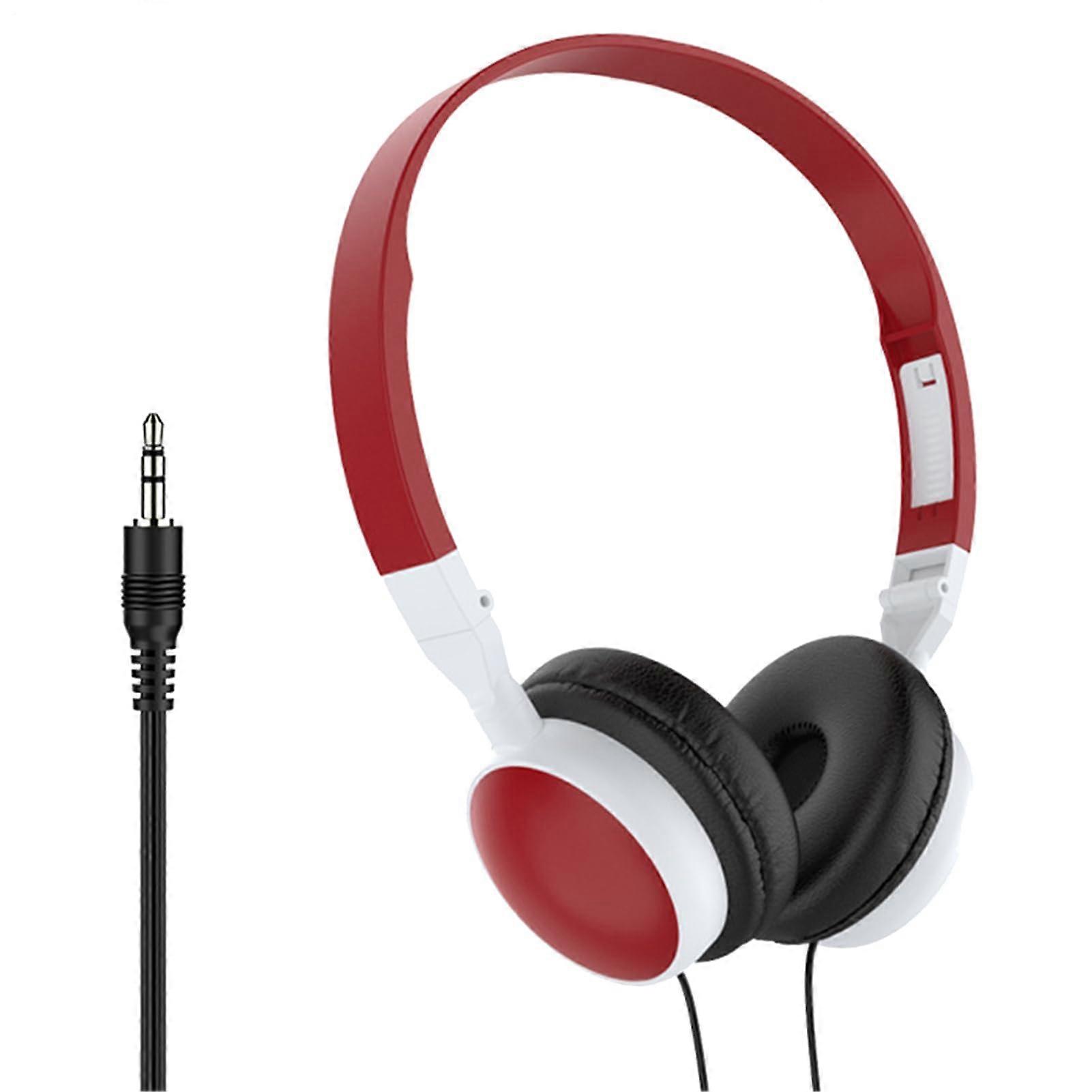 PC Headphone Wired OnEar Gaming Headset Foldable Noise Canceling For Tablets And Mobile Phones Wine Red