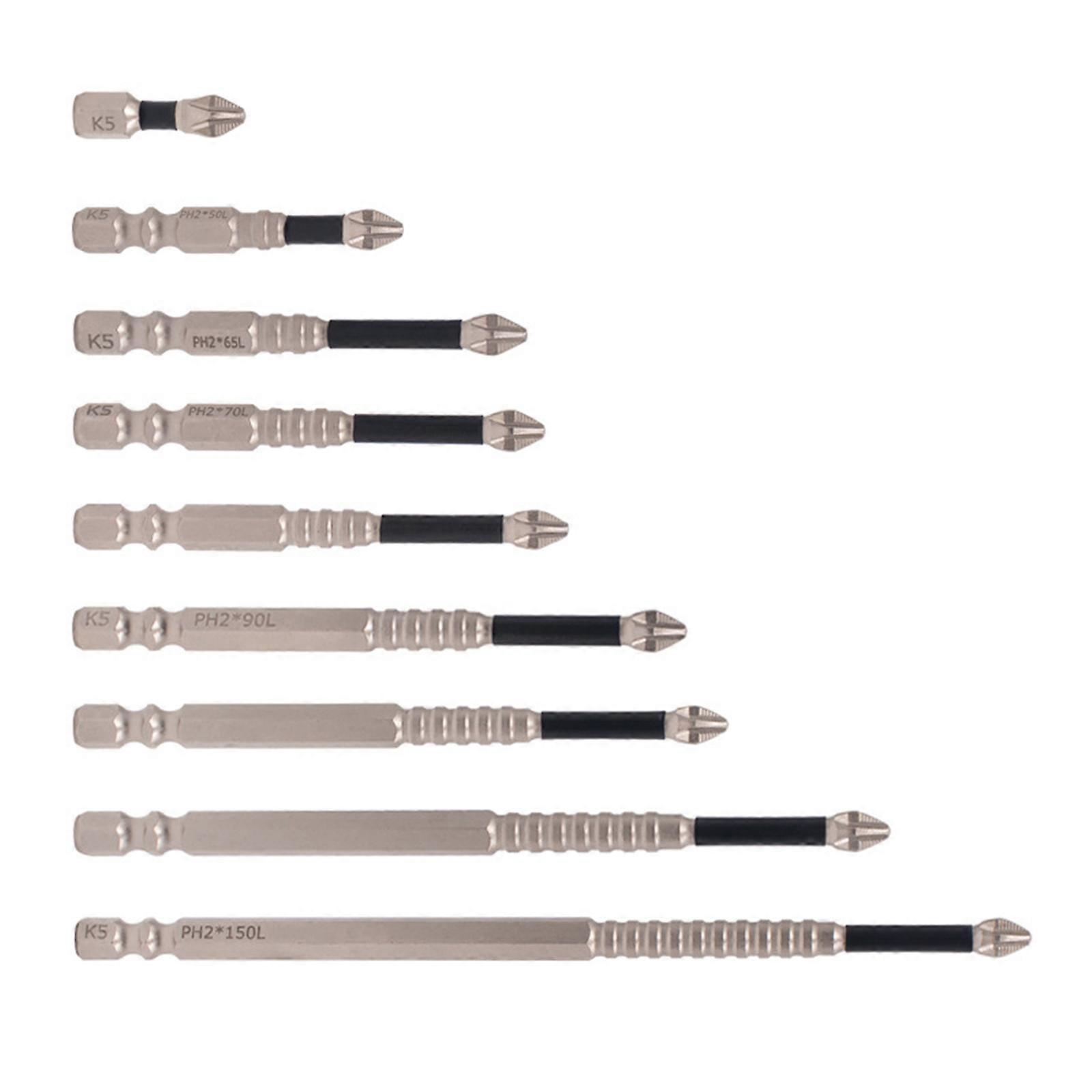 Durability 9Piece Magnetic Screwdriver Drill Bit with NonSlip Handle for DIY and Professional Use Double Slots Shank Multicolor