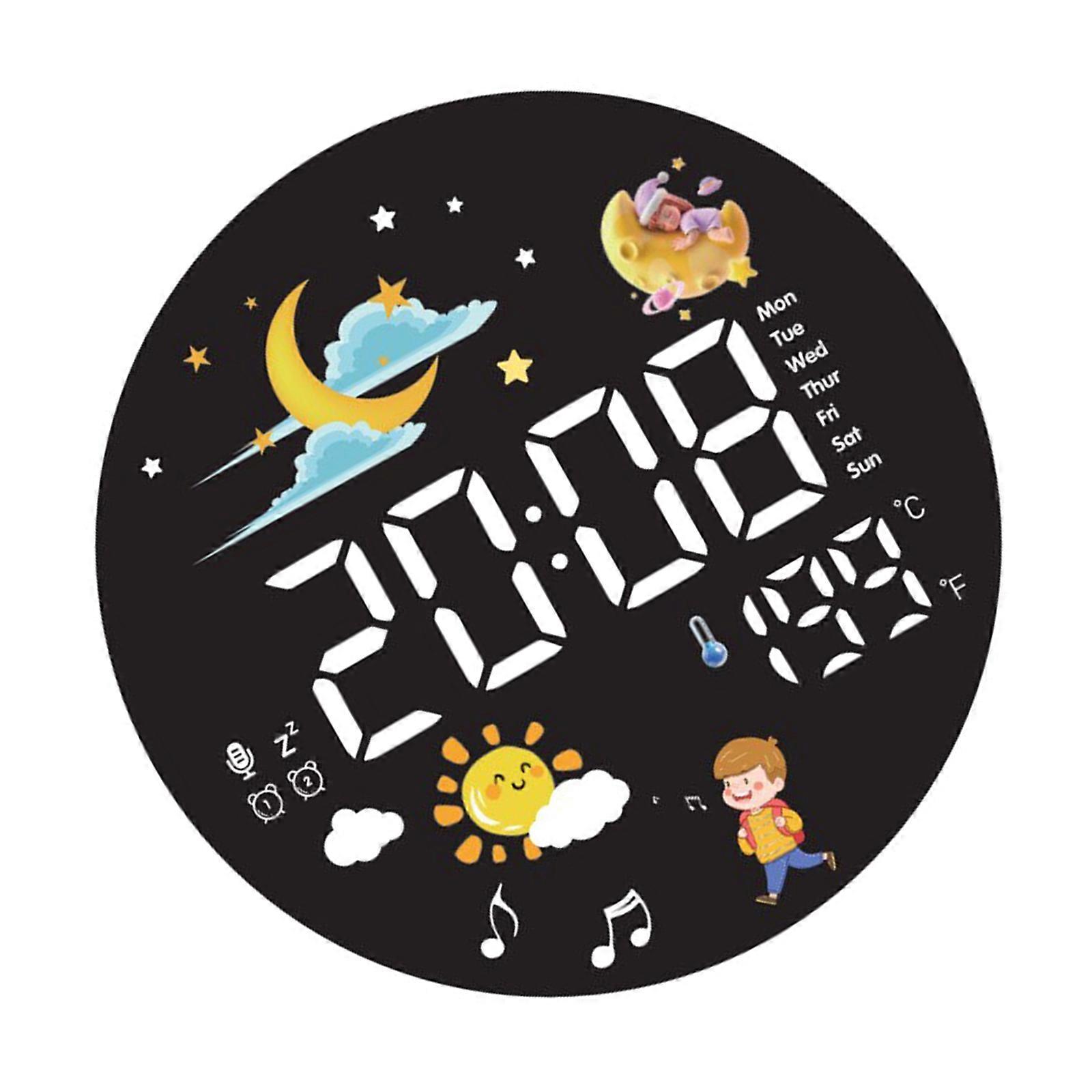 25cm Digital LED Wall Clock With Temperature Reading Quiet Function USB Power Modern Home Decoration Multicolor