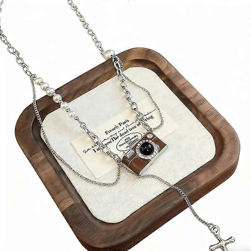 1 Piece Coffee Colored Camera Pendant, Creative Necklace