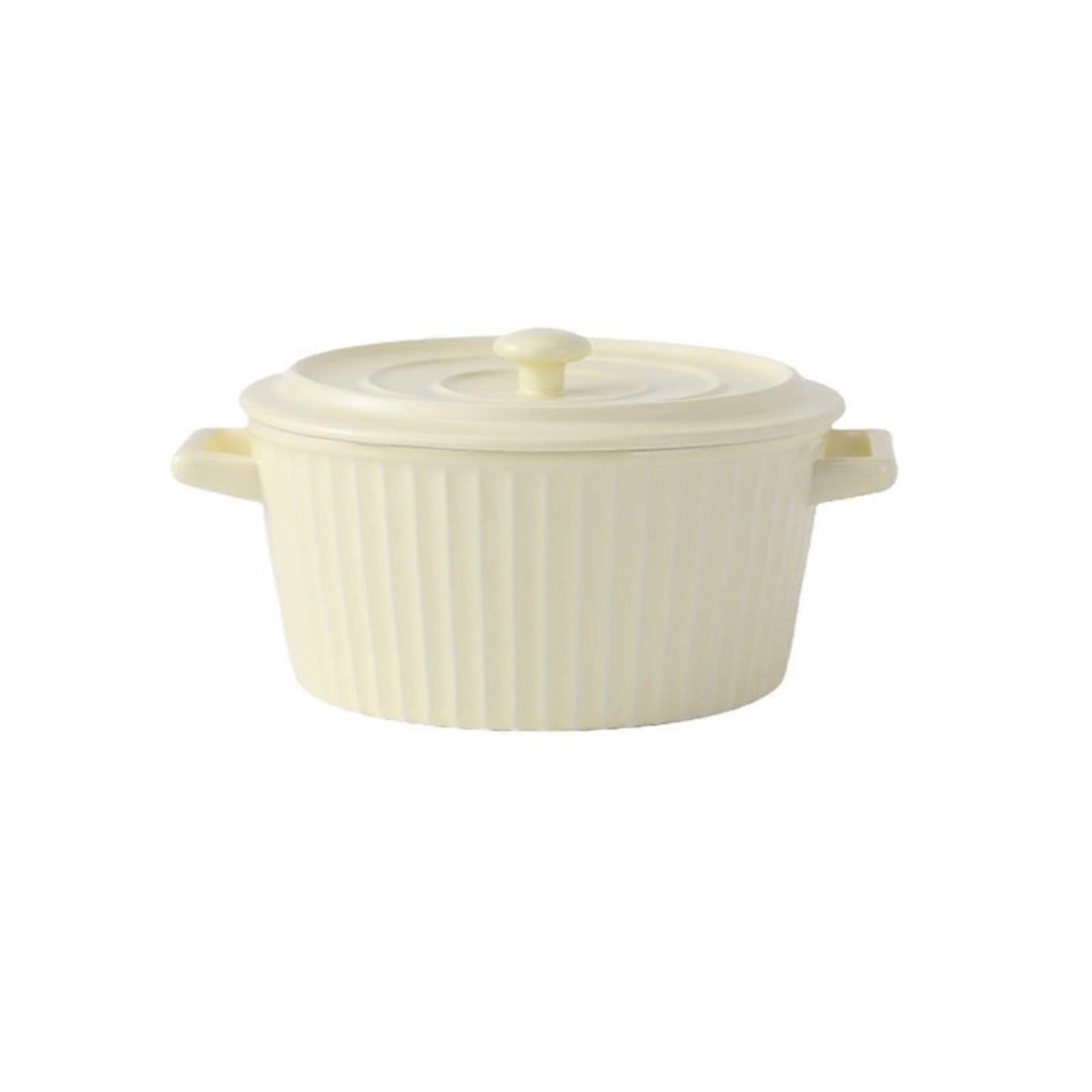 Large Soup Bowl with Handles for Serving and Dining, Ceramic Pink, 22x18x10.5cm