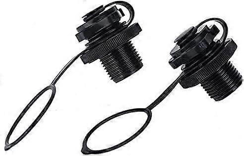2 Pack Black Inflatable Boat Air Valve Plug Set with Spiral Design for Kayaks Rafts Airbeds