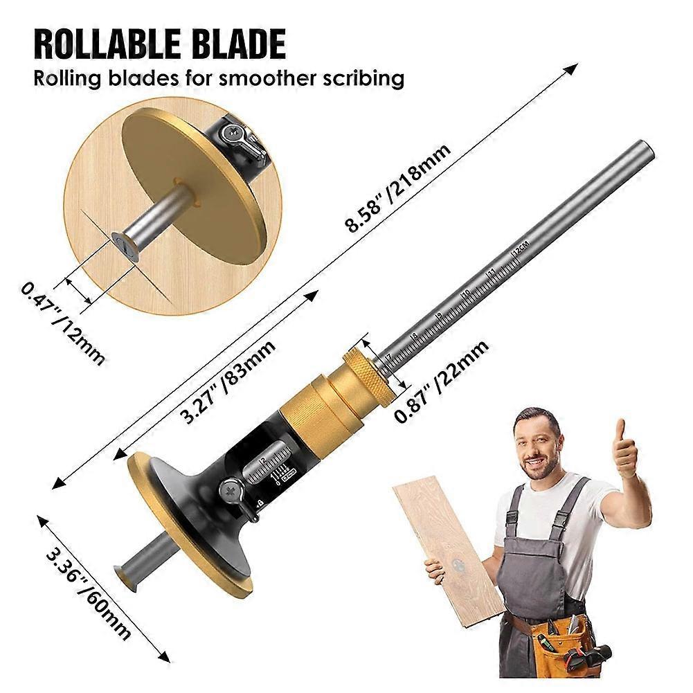 Wheel Marking Gauge,Woodworking Dovetail Scribing Gauge, Scriber Marking Tools, Essential Tools for Woodworking Projects