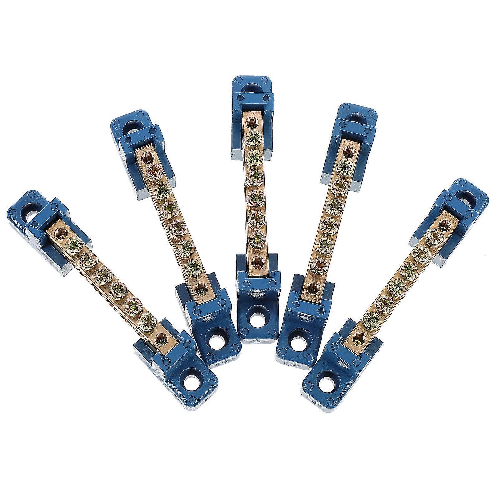 5pcs Terminal Bus Bar 6 Positions Terminal Block Brass Wire Screw Terminal
