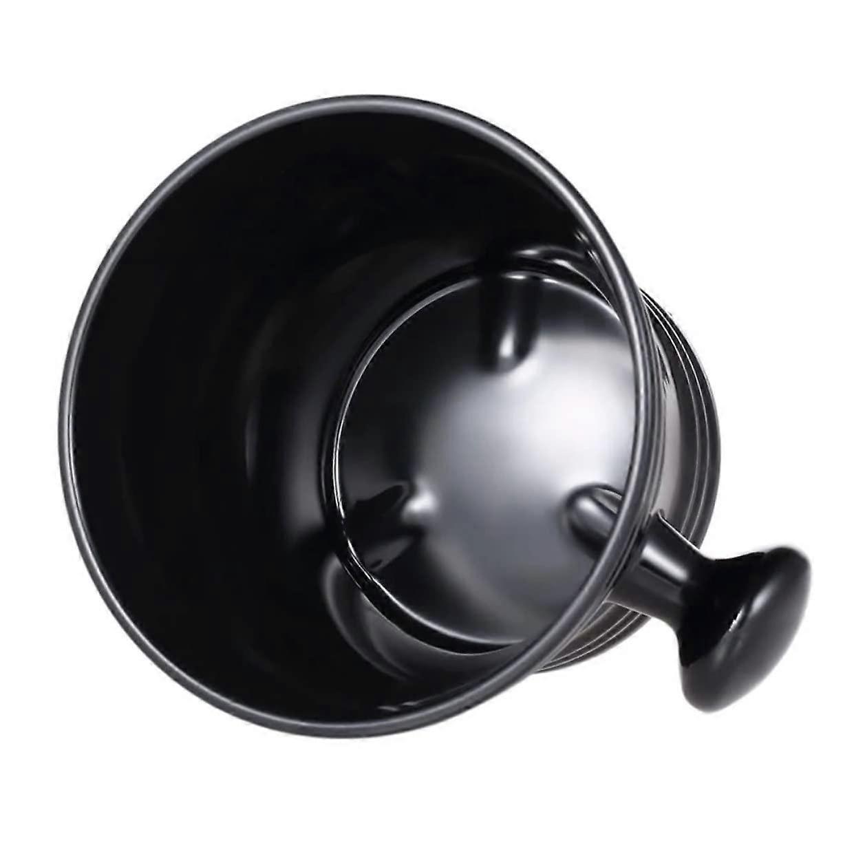 Mens Shaving Soap Bowl Black Plastic Shaving Mug with Handle Easy Refill for Wet Shave
